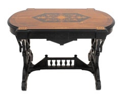 American Eastlake Marquetry Top Center Table