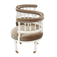 Amerikanisches gepolstertes und bemaltes Eastlake-Tee-a-tetete aus Nussbaumholz, Eastlake, 1880