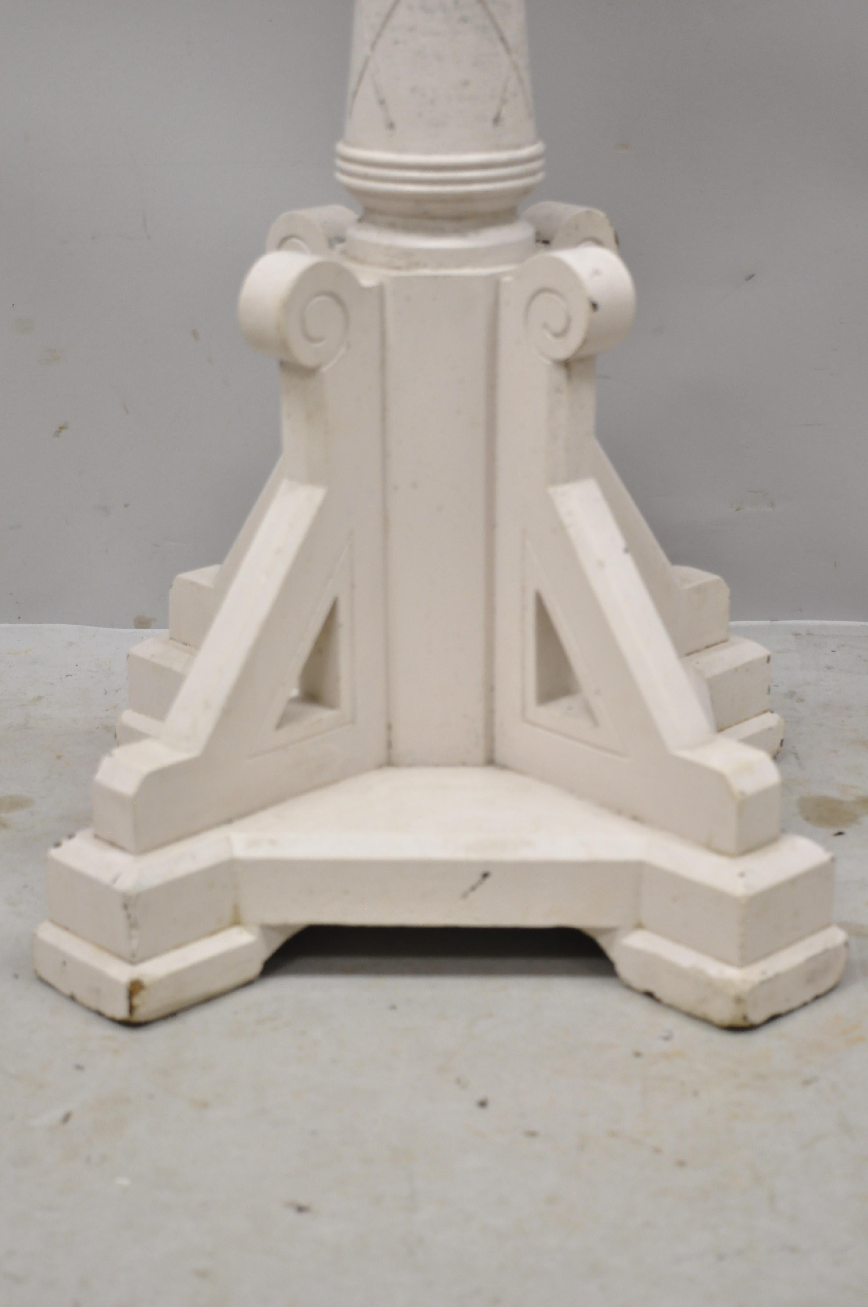 American Eastlake Victorian Carved Walnut White Painted Pedestal Plant Stand 4