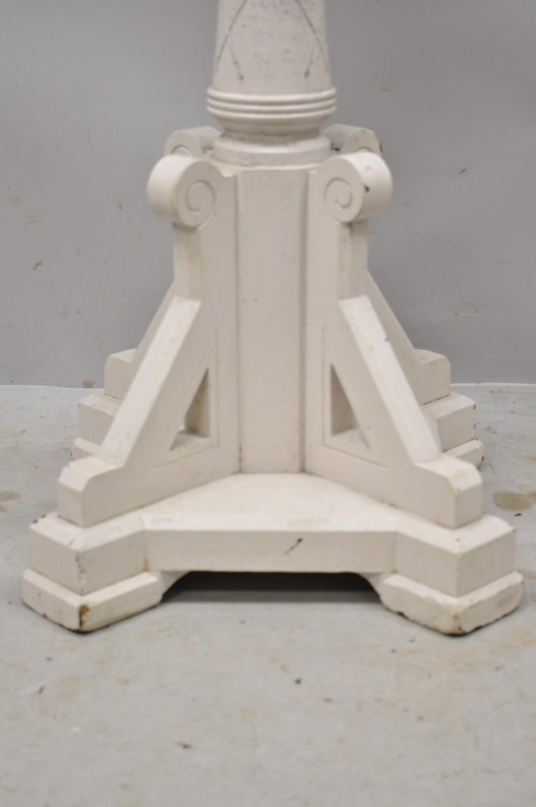 American Eastlake Victorian Carved Walnut White Painted Pedestal Plant