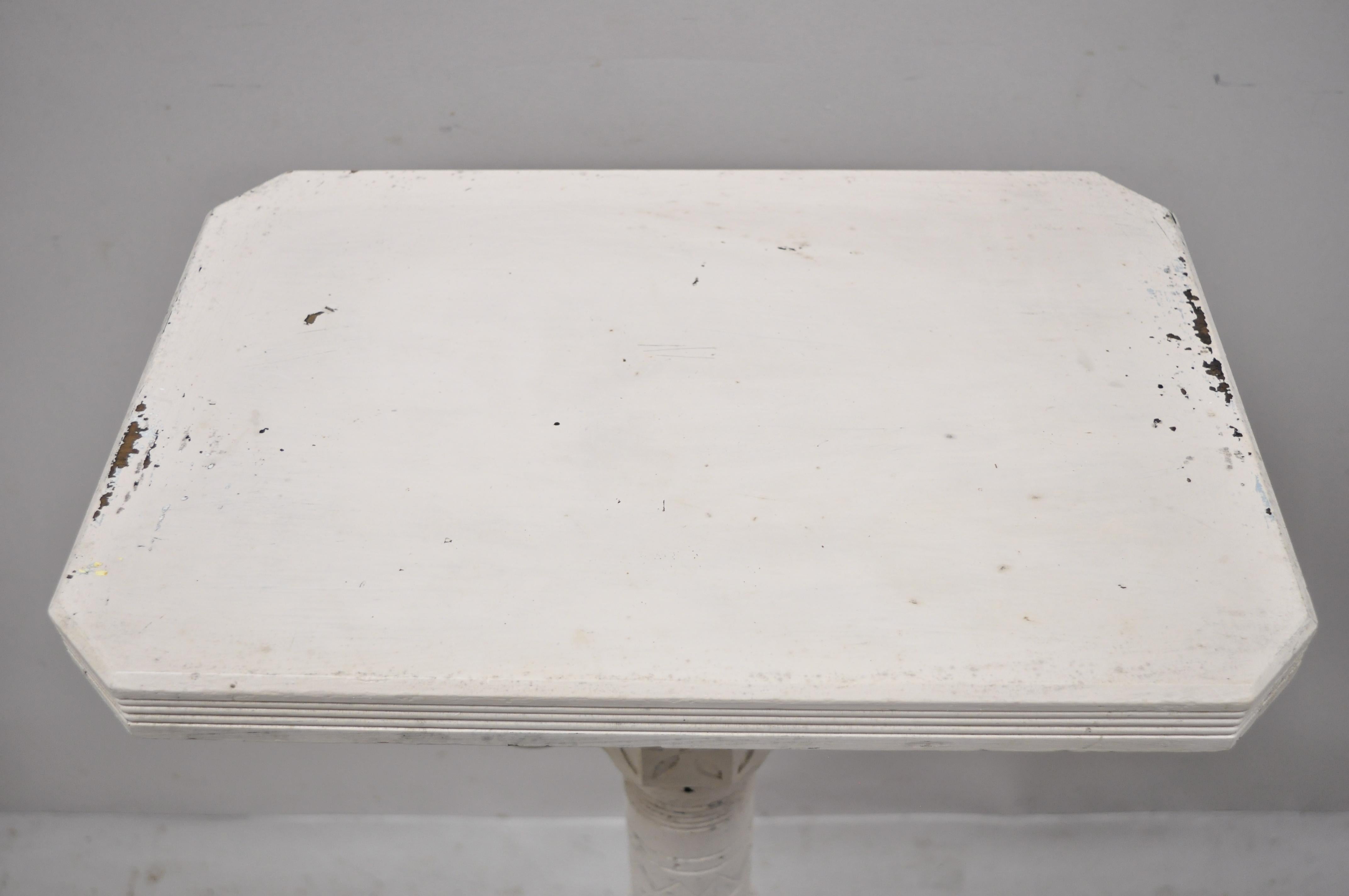 North American American Eastlake Victorian Carved Walnut White Painted Pedestal Plant Stand