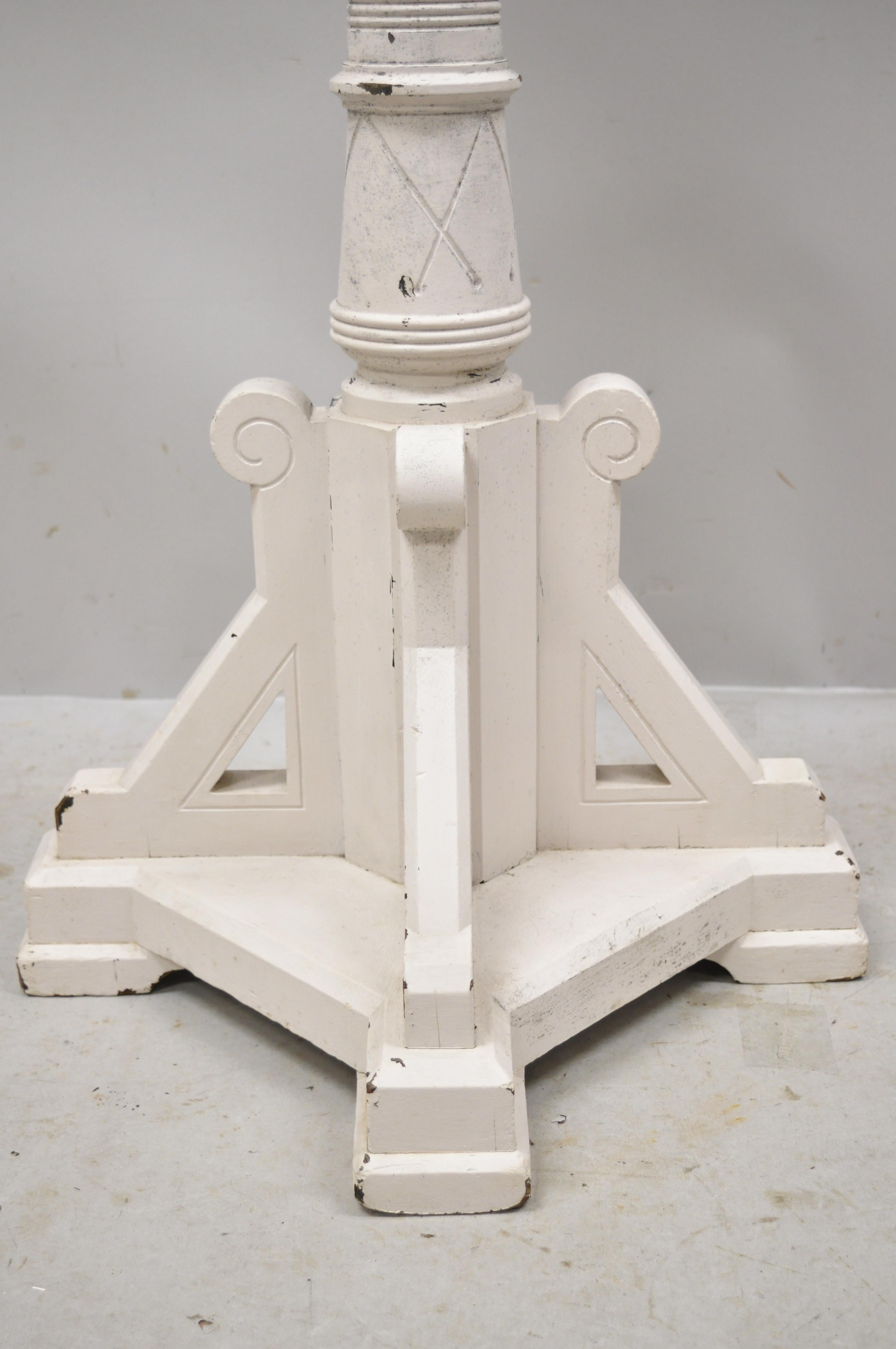 American Eastlake Victorian Carved Walnut White Painted Pedestal Plant Stand In Good Condition In Philadelphia, PA