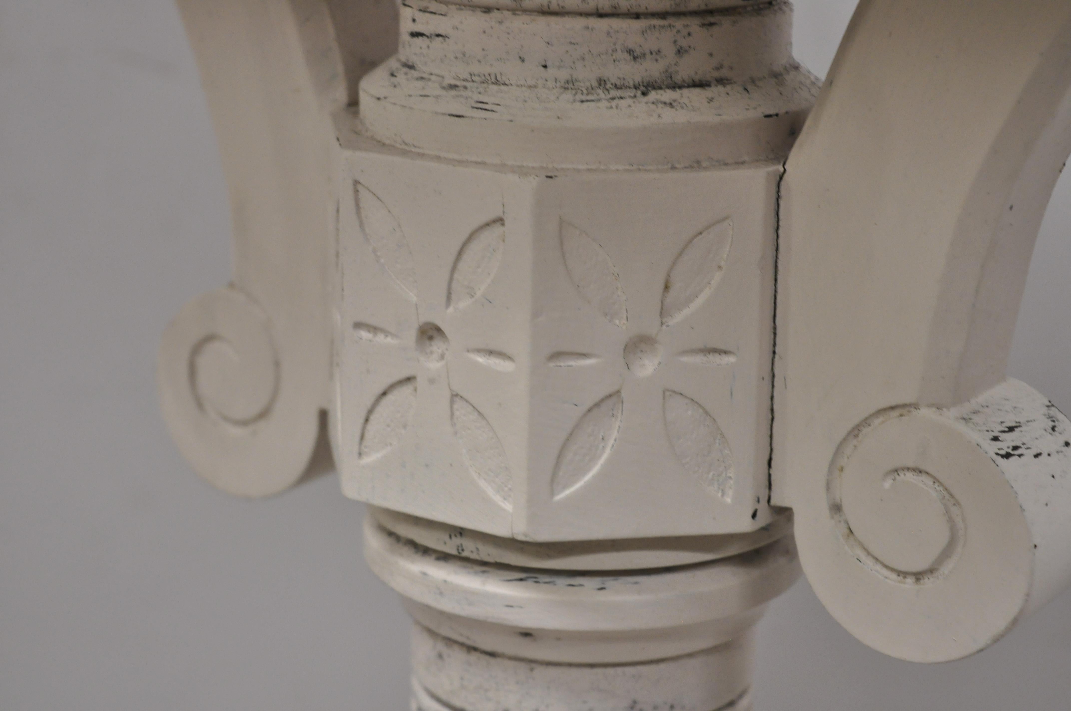 American Eastlake Victorian Carved Walnut White Painted Pedestal Plant Stand 1