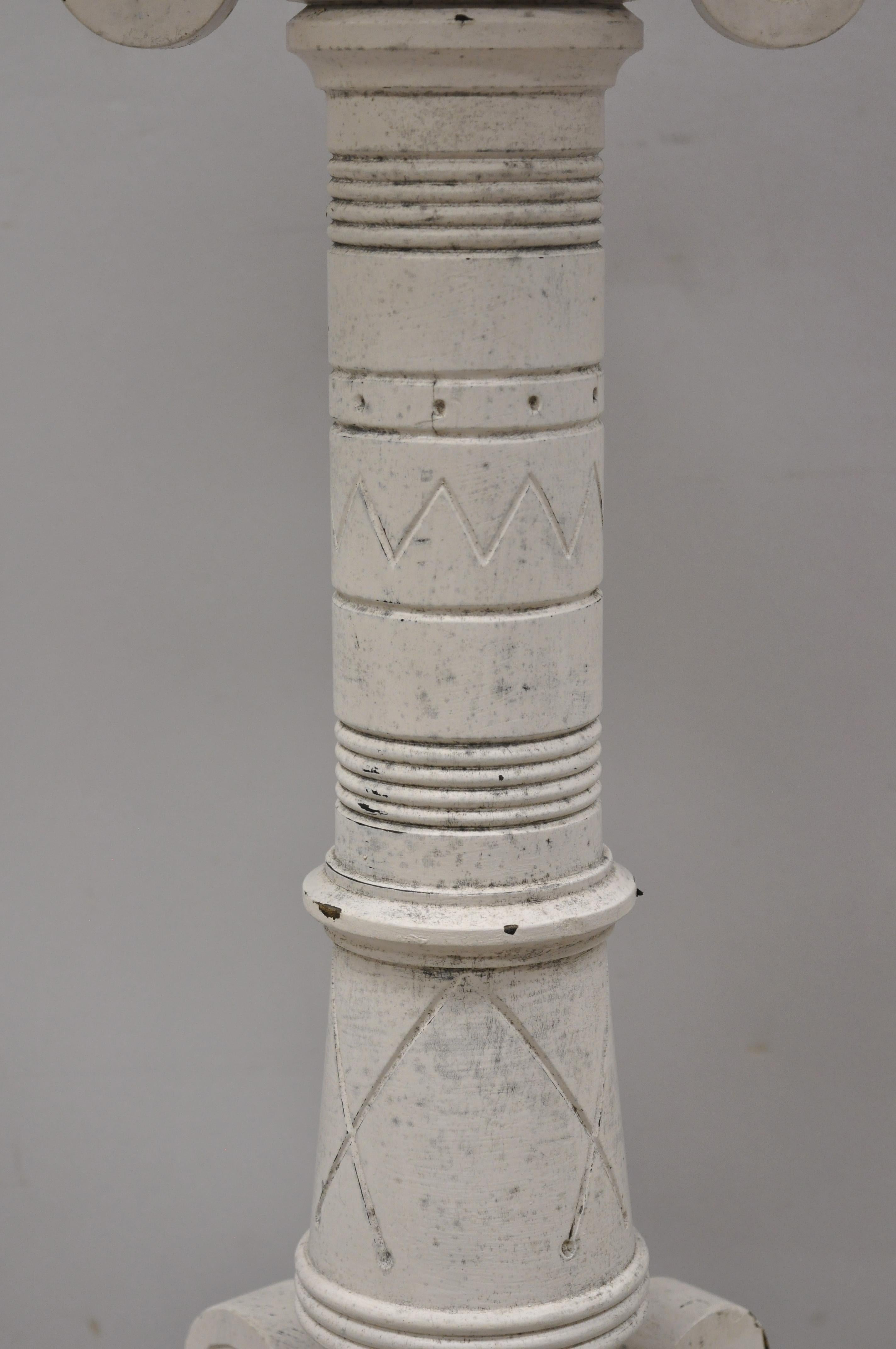 American Eastlake Victorian Carved Walnut White Painted Pedestal Plant Stand 2