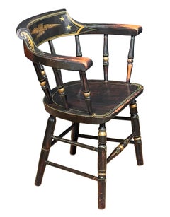 American Ebonized Captain's Chair with Federal Style Eagle and Stars