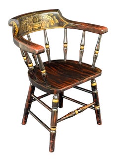 American Ebonized Captain's Chair with Federal Style Fruitful Bounty Basket