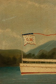 American Ebonized Greyhound Boat Painting