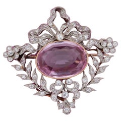 Spilla americana edoardiana di Pickslay con topazio rosa imperiale