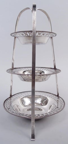 American Edwardian Classical Sterling Silver Tiered Candy Stand