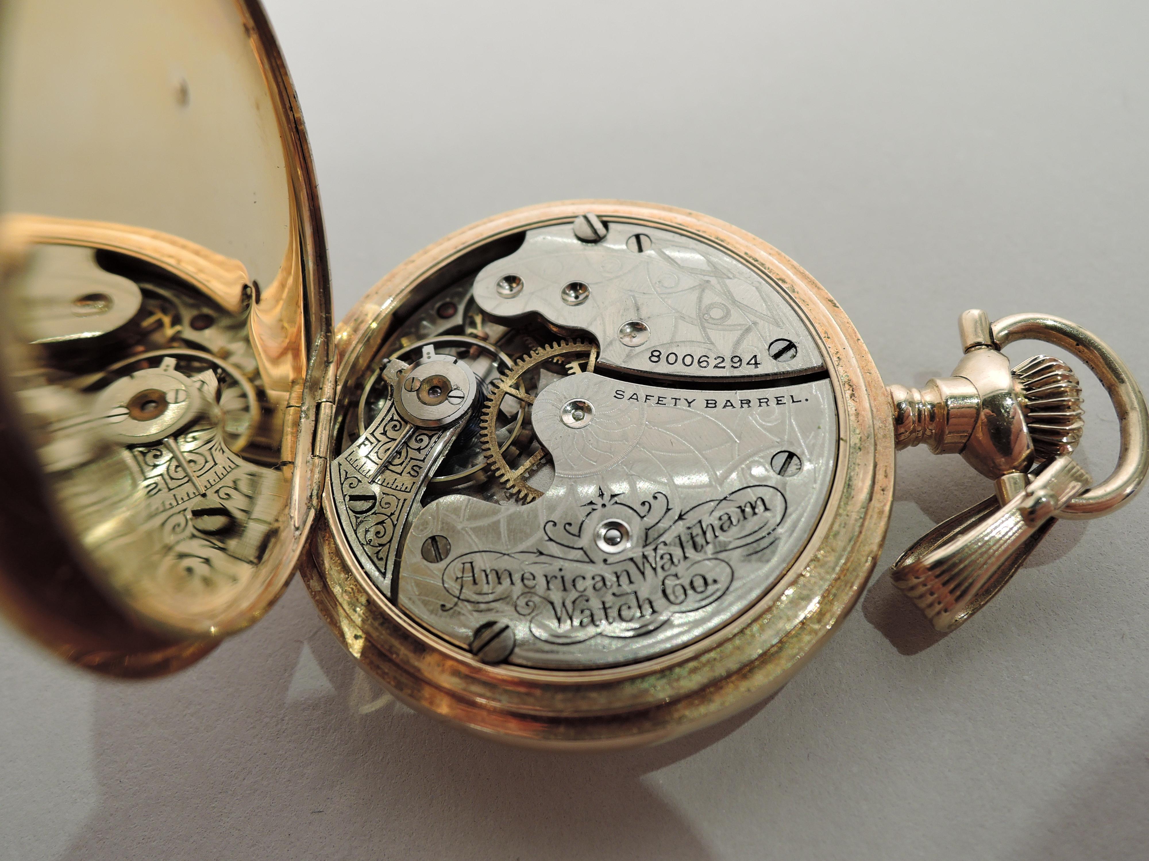 American Edwardian Lady’s Gold Pendant Watch with Diamond Butterfly In Good Condition In New York, NY