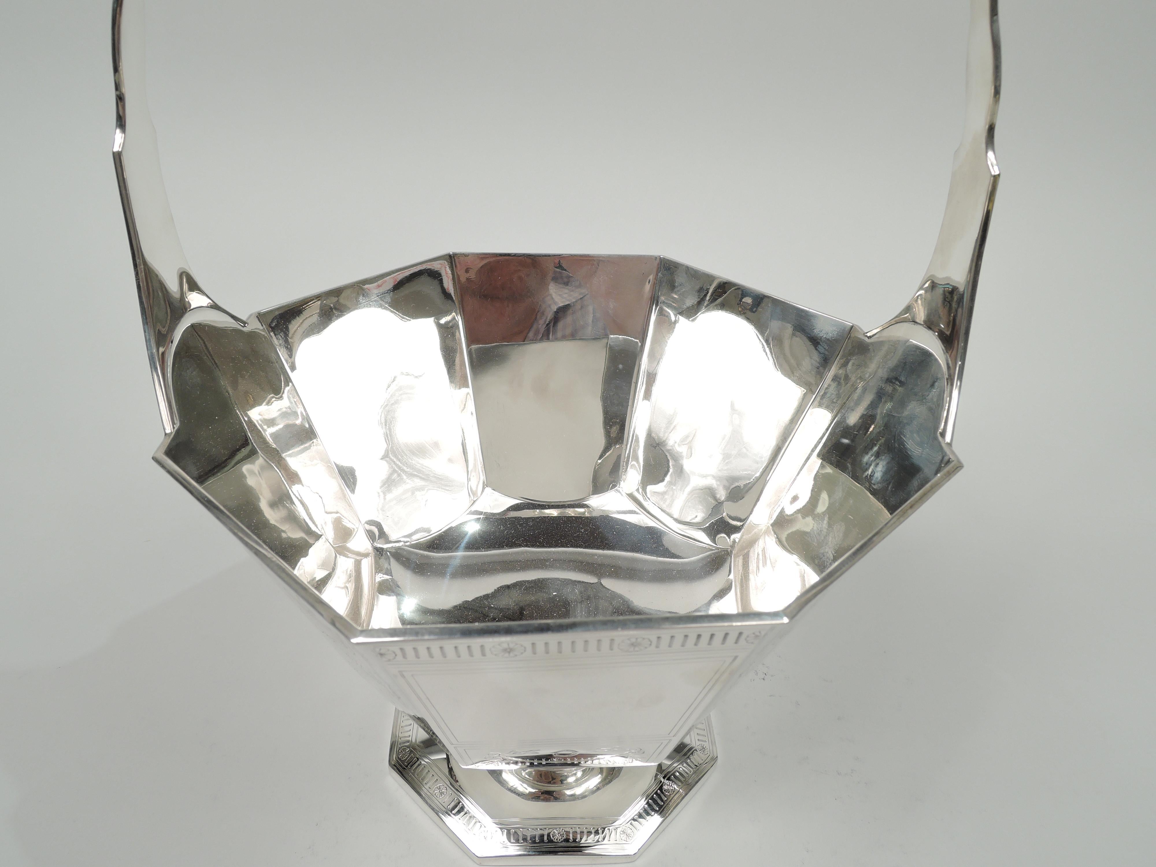 20th Century American Edwardian Modern Regency Sterling Silver Basket For Sale
