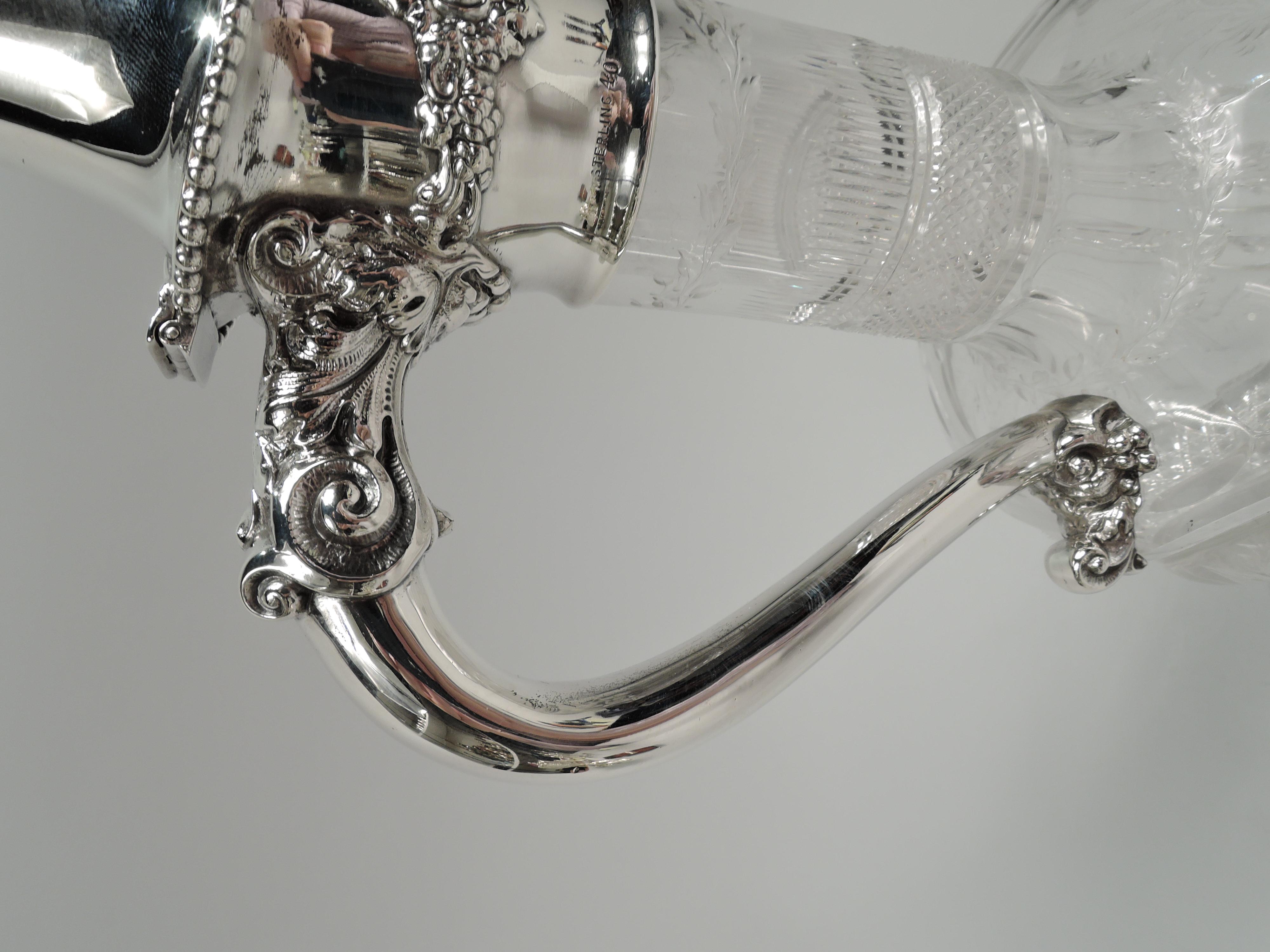 American Edwardian Regency Cut-Glass & Sterling Silver Decanter 2