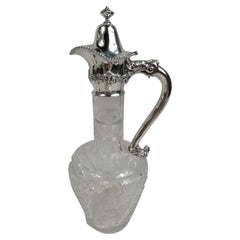 American Edwardian Regency Cut-Glass & Sterling Silver Decanter