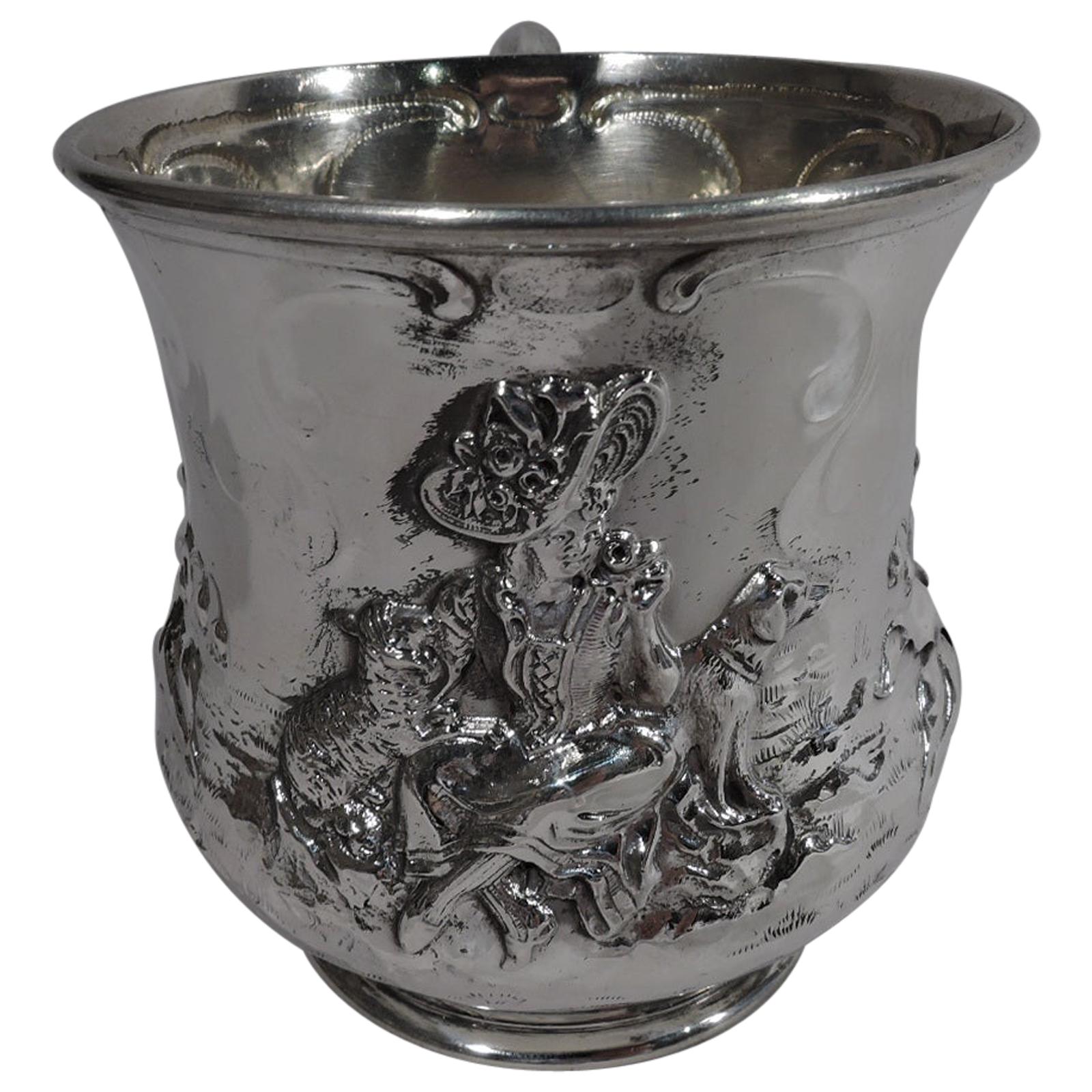 American Edwardian Sterling Silver Baby Cup with Hussy Shepherdess