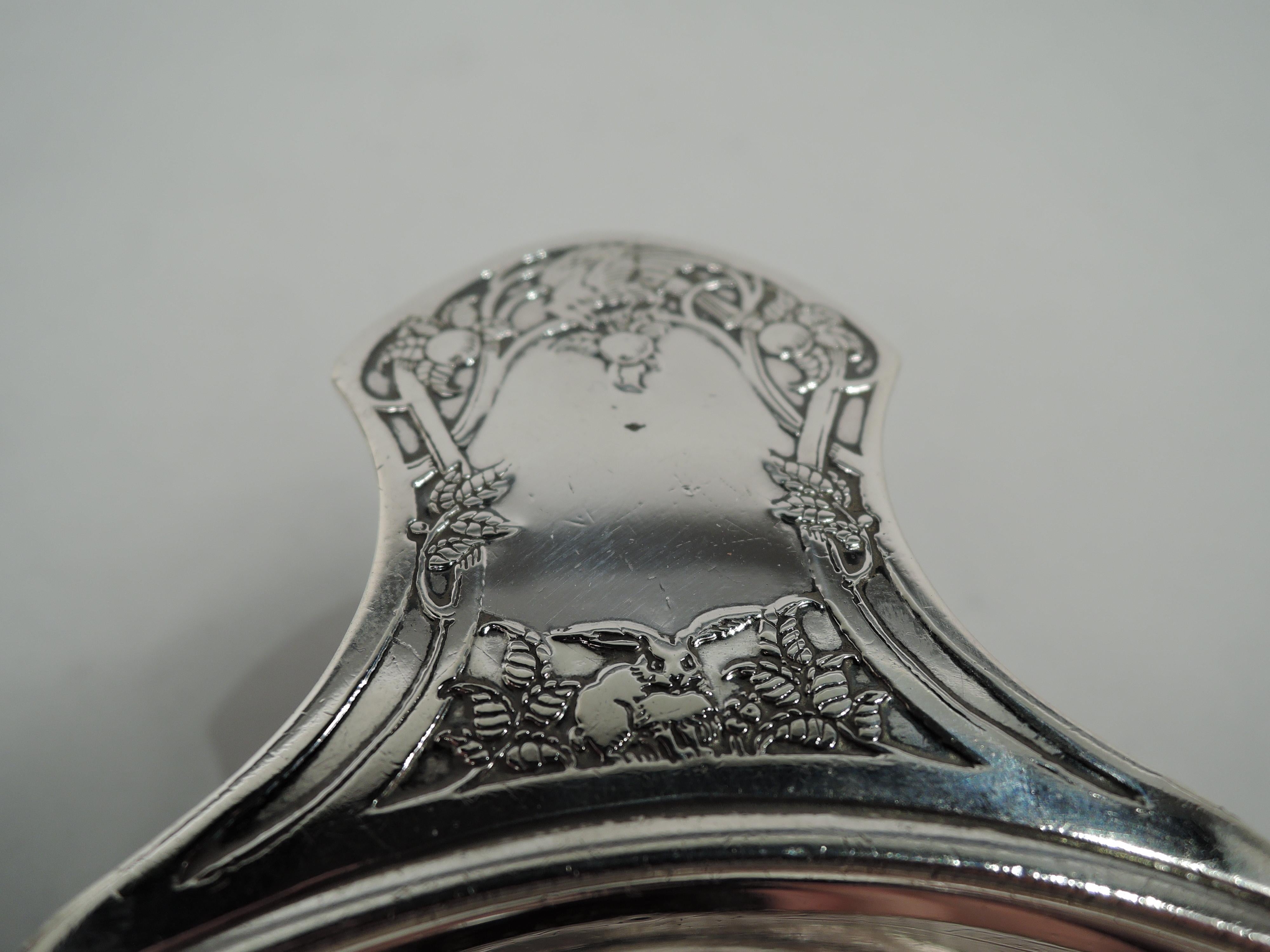 American Edwardian Sterling Silver Porringer with Circus Animals For Sale 1