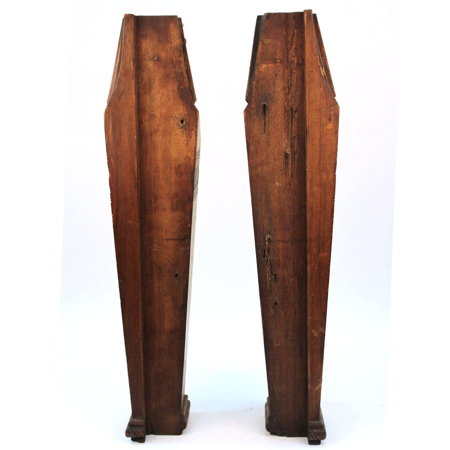 Late 19th Century American Egyptian Revival Carved Wood Pair of Pharaoh Caryatids For Sale