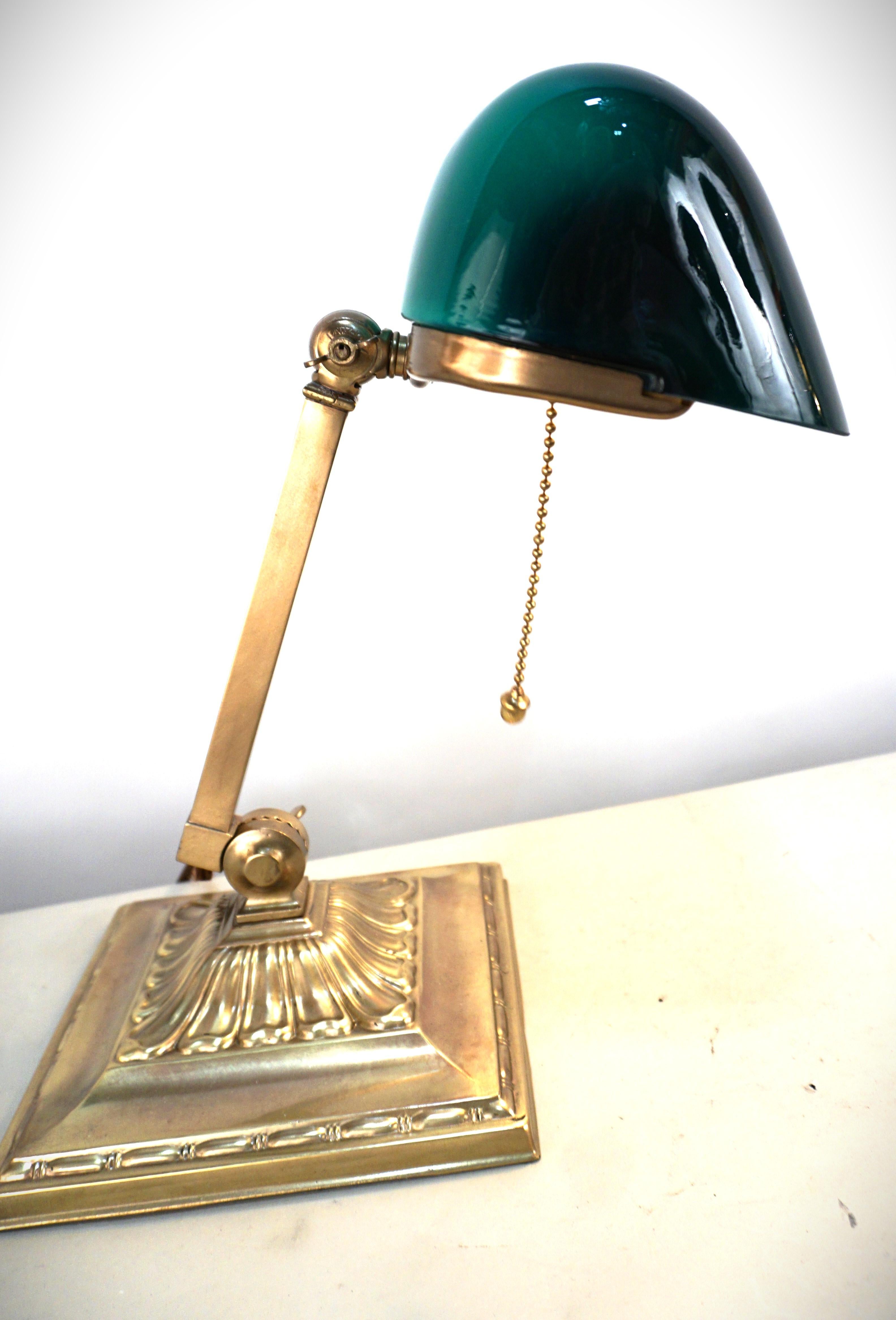 Brass American Emeralite Bankers desk lamp