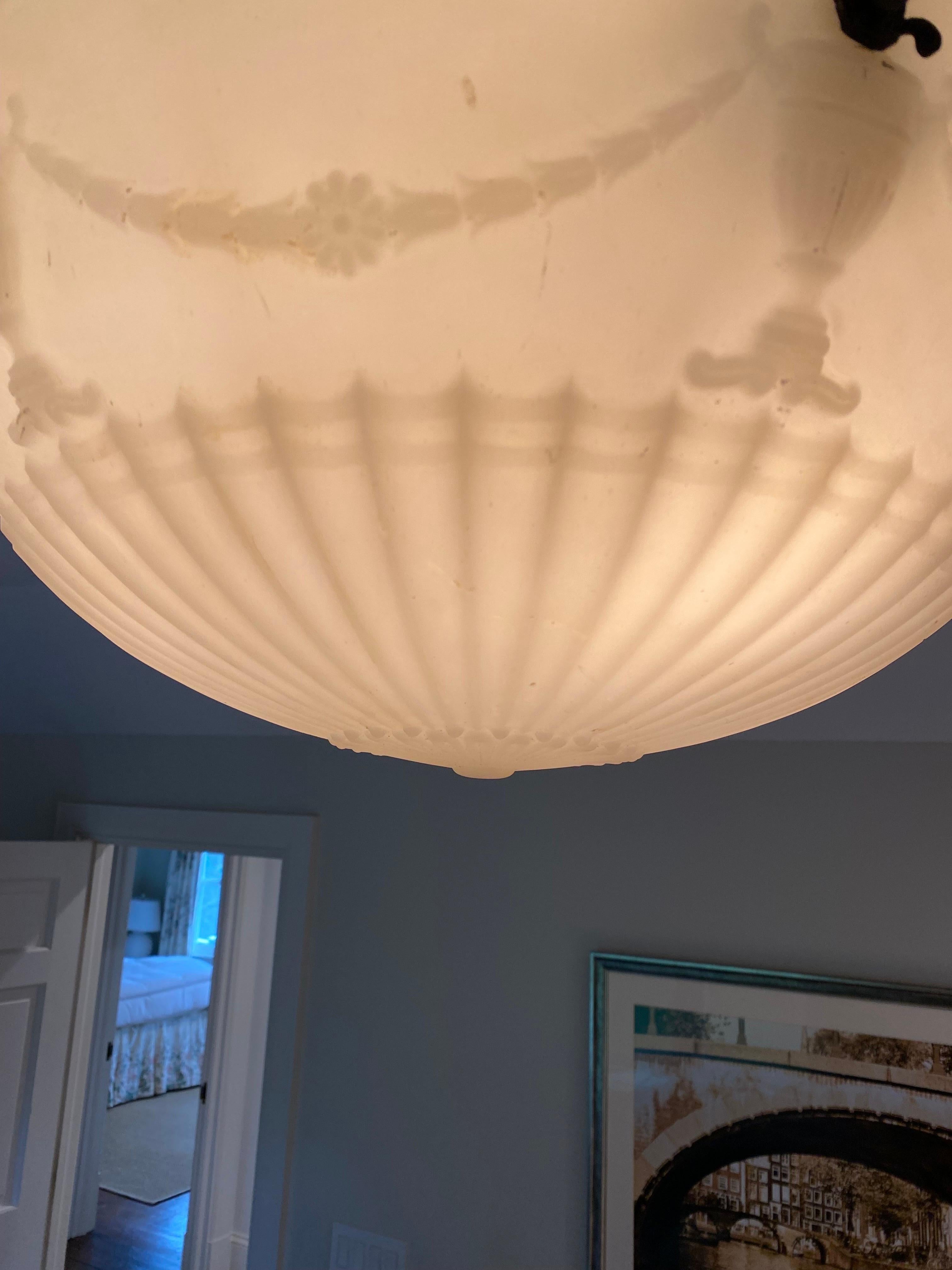 American Empire Alabaster Pendant Light with Classical Urn Motif For Sale 5