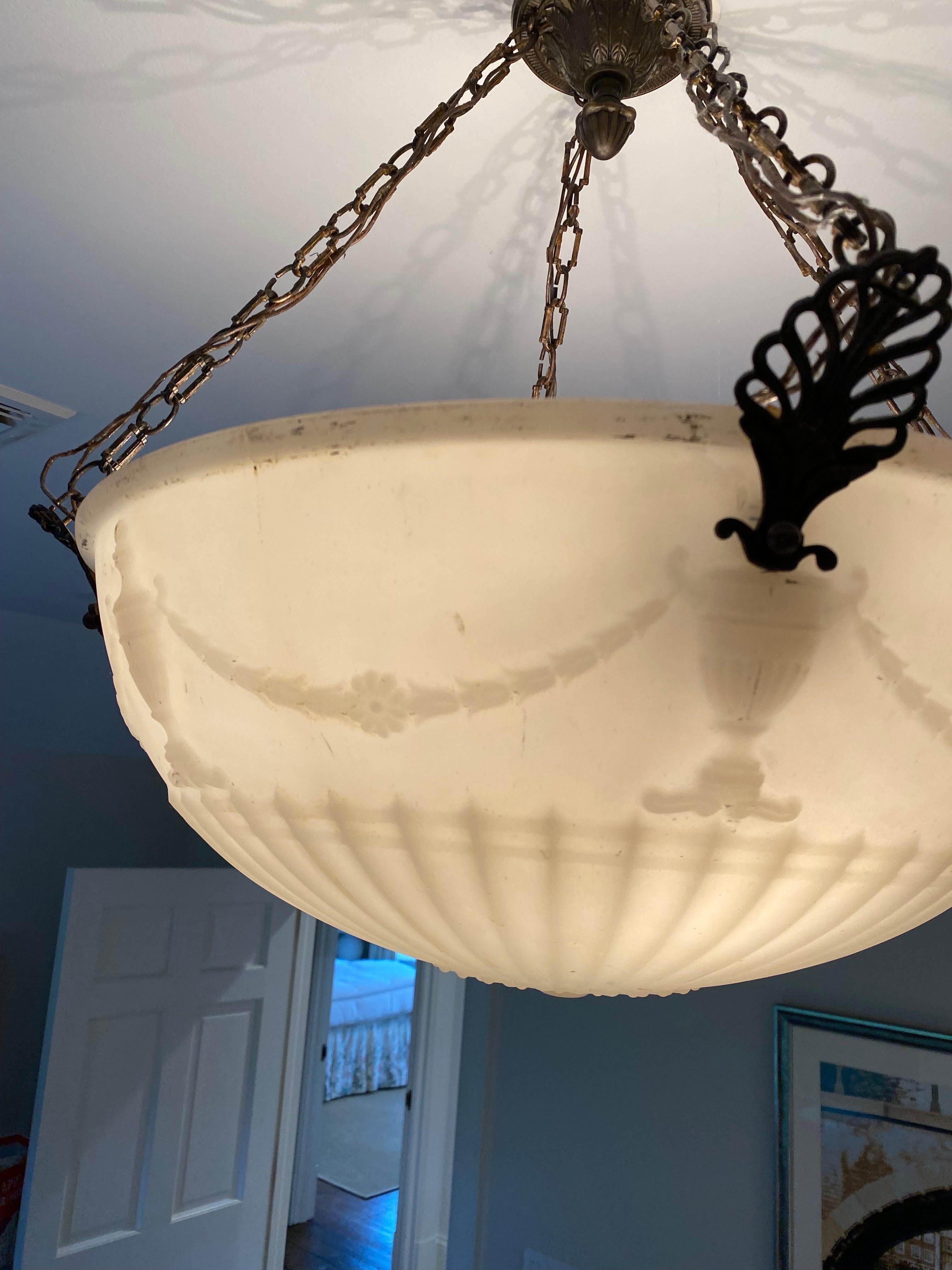 American Empire Alabaster Pendant Light with Classical Urn Motif For Sale 6