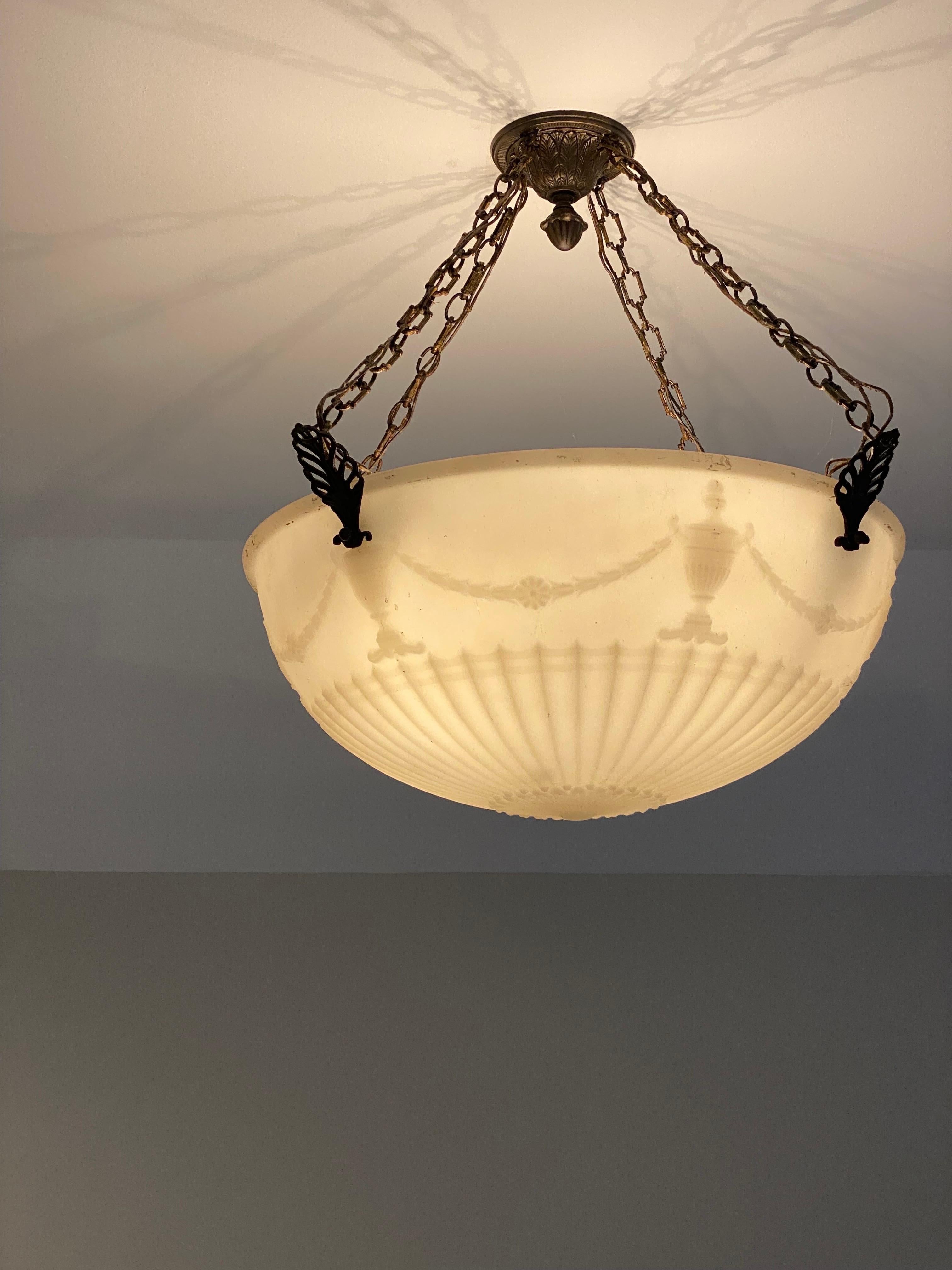 American Empire Alabaster Pendant Light with Classical Urn Motif For Sale 9