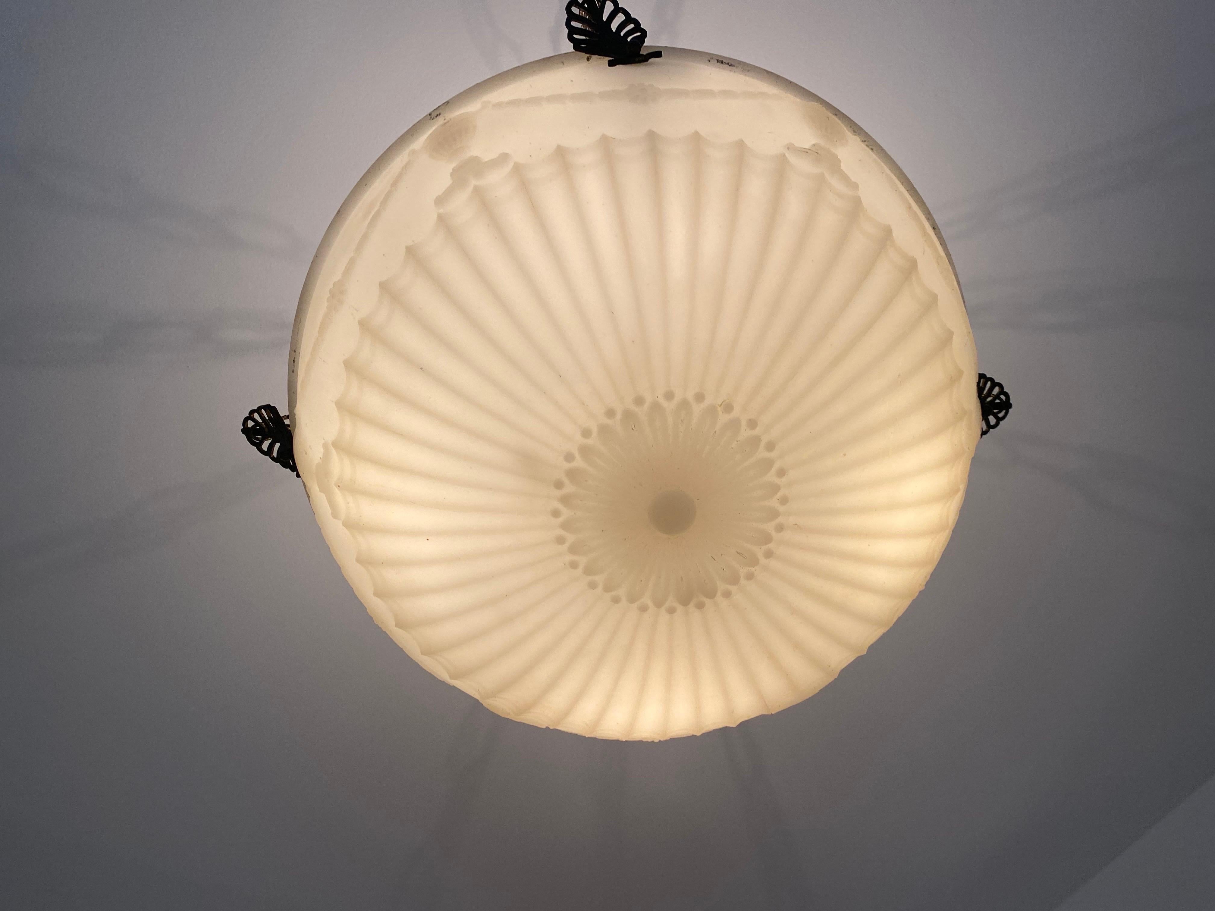 20th Century American Empire Alabaster Pendant Light with Classical Urn Motif For Sale