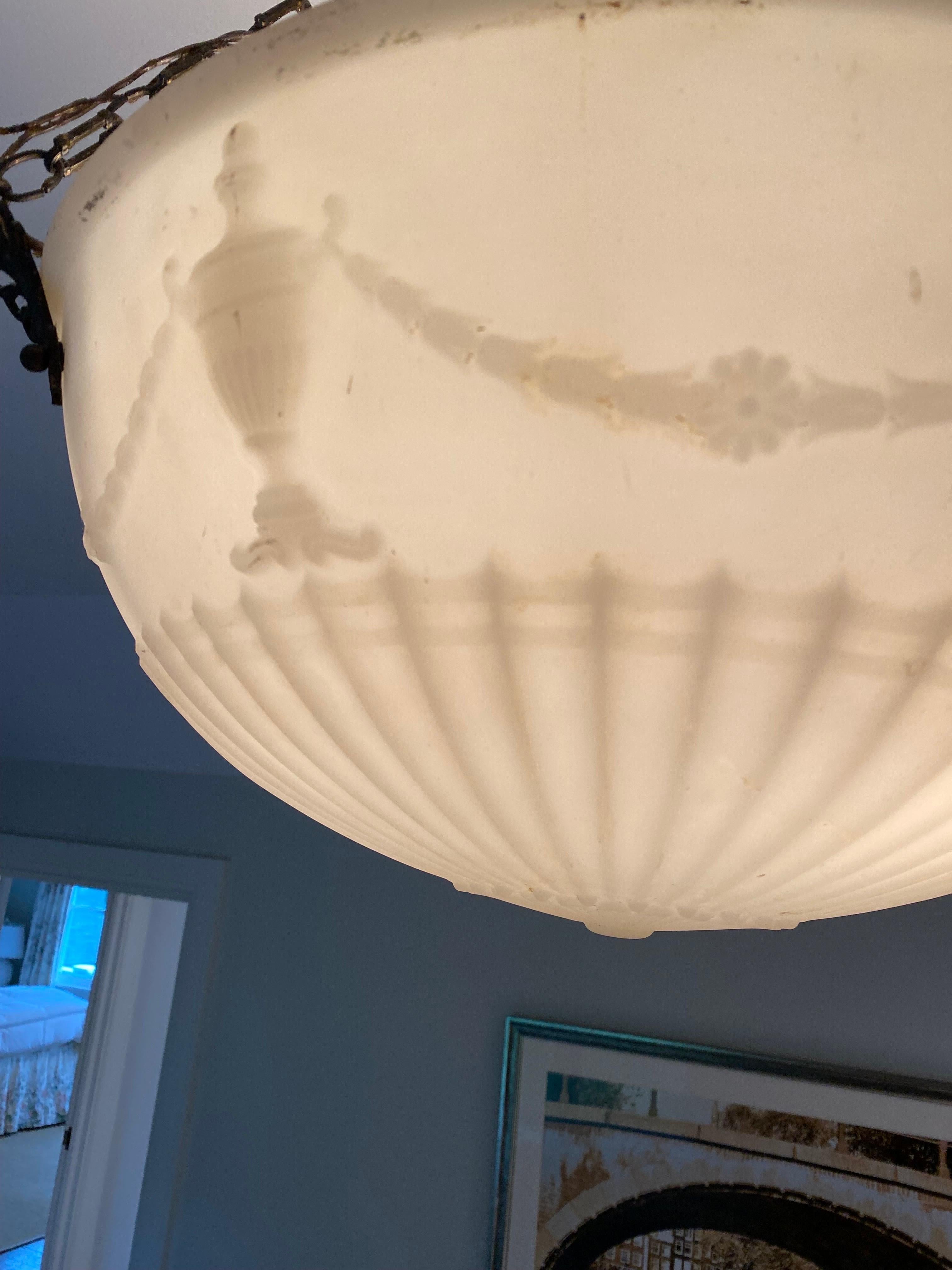 American Empire Alabaster Pendant Light with Classical Urn Motif For Sale 2