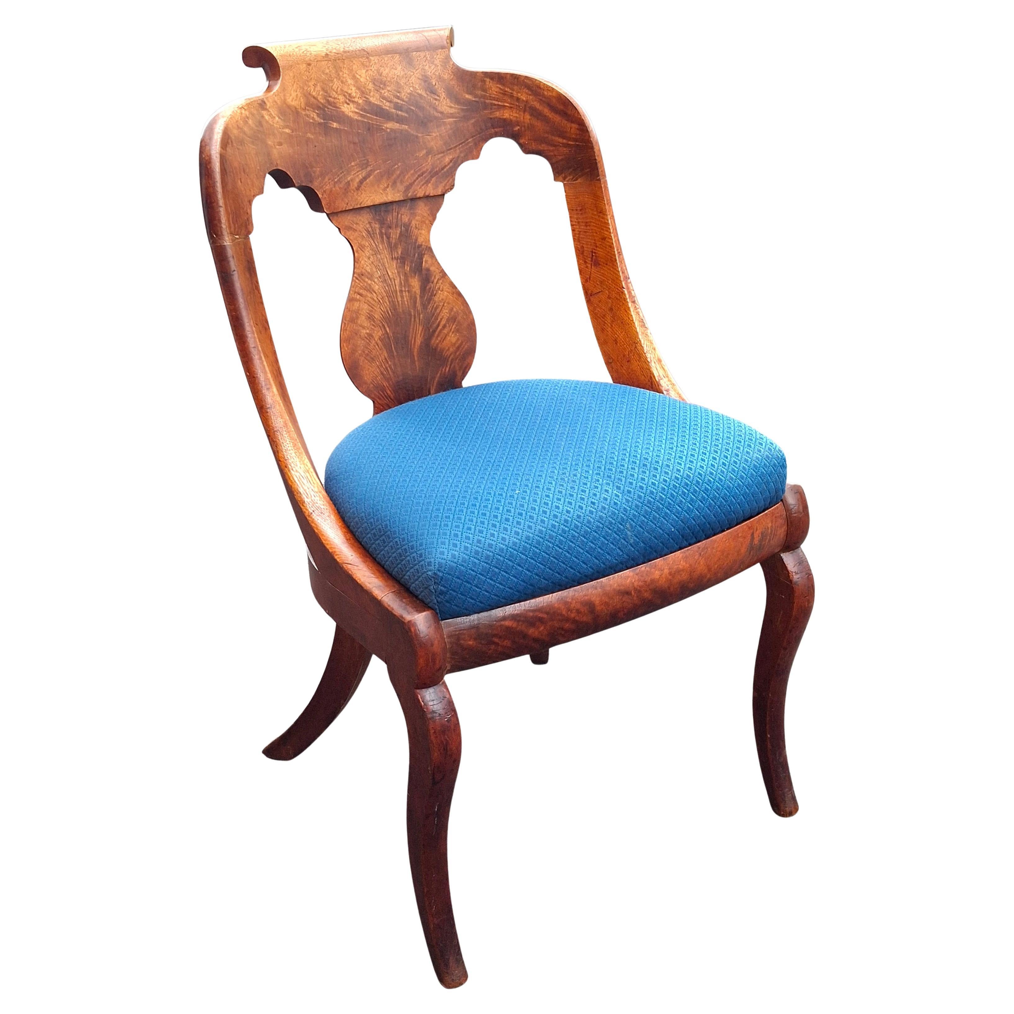 American Empire Boston Mahogany Girandole Chair, Circa 1860s