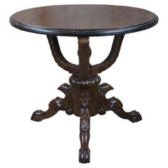 Table centrale Empire américaine en acajou sculpté The Ball Claw Pedestal 32"