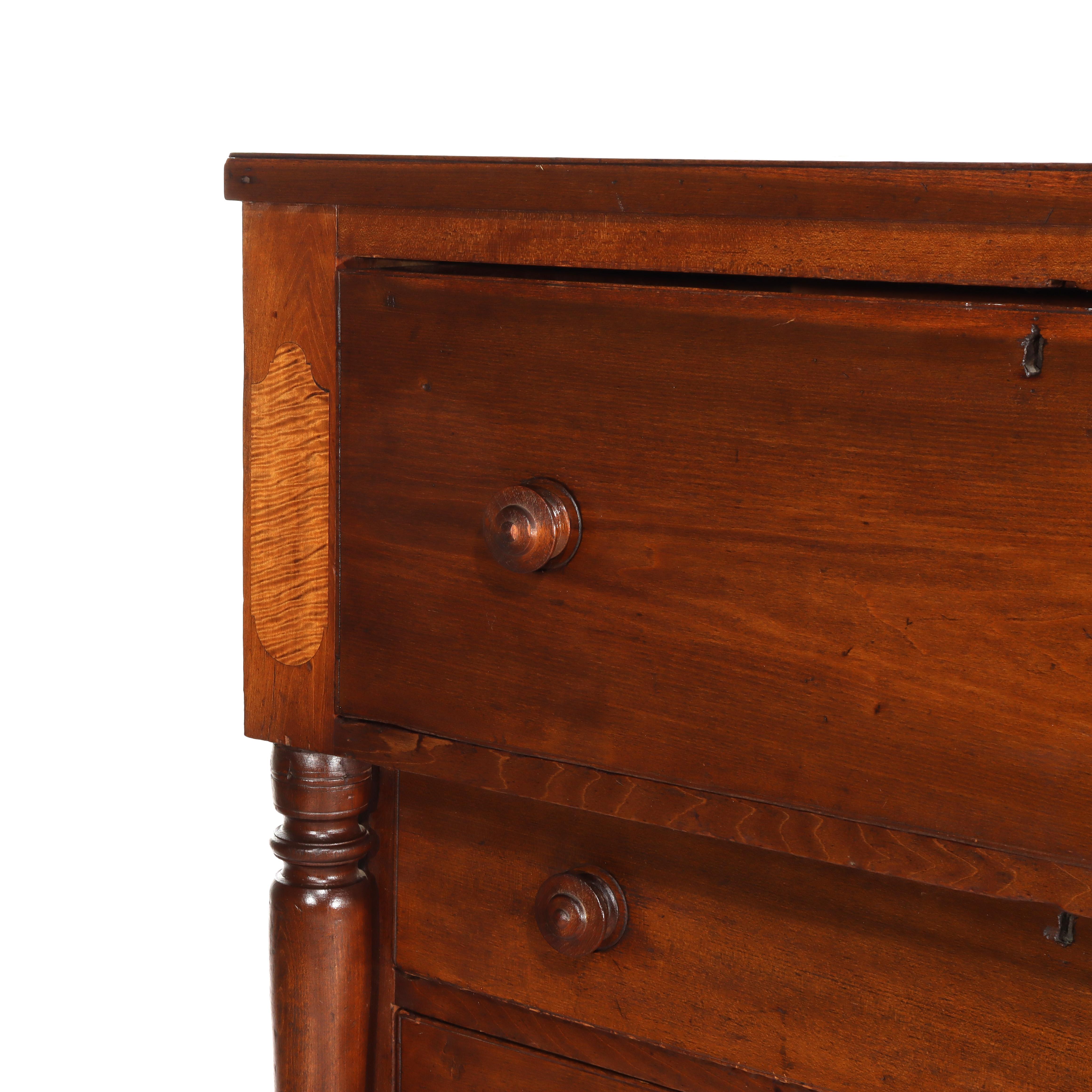 American Empire Cherry & Tiger Maple Gentlemen’s Chest C1840 In Good Condition For Sale In Big Flats, NY