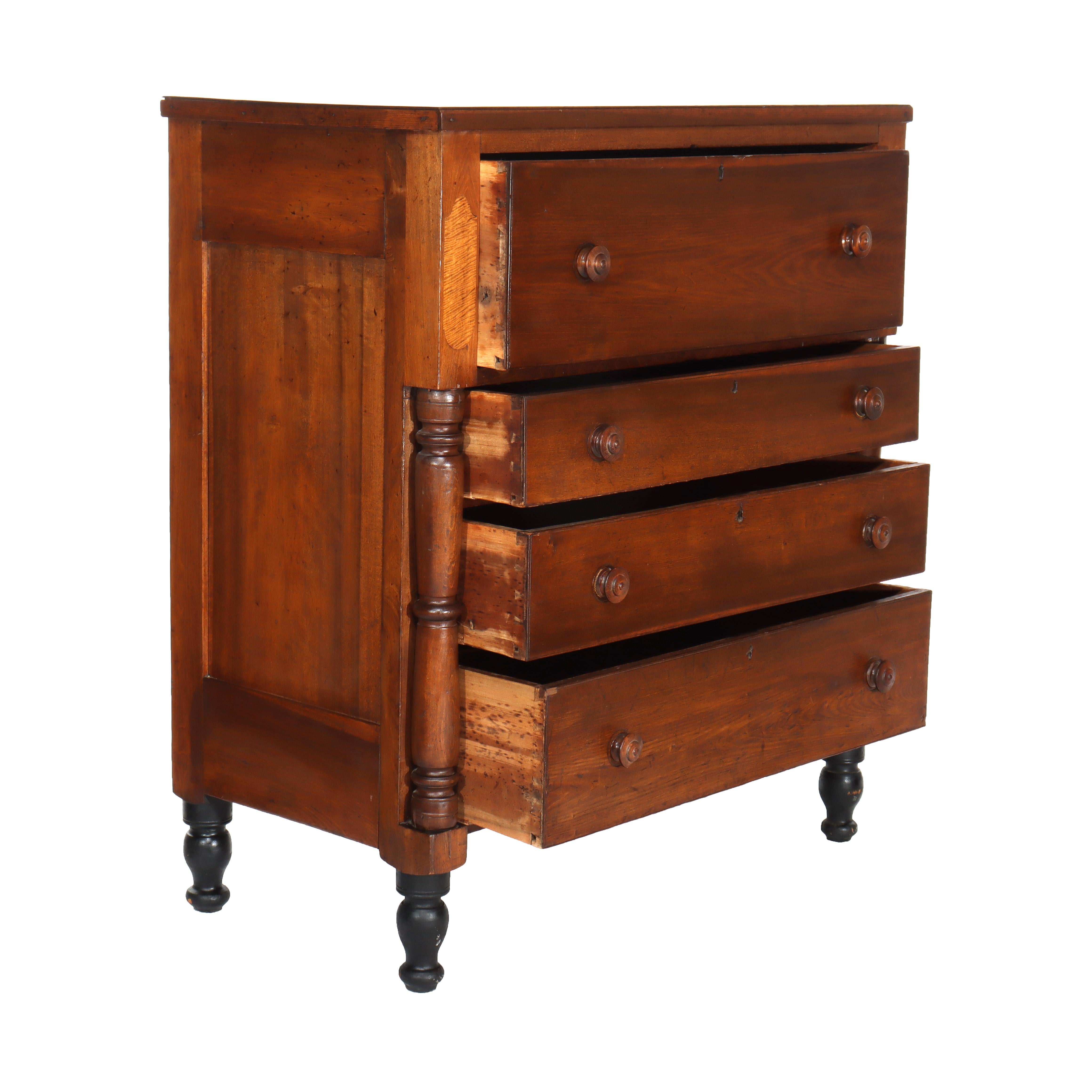 American Empire Cherry & Tiger Maple Gentlemen’s Chest C1840 For Sale 3