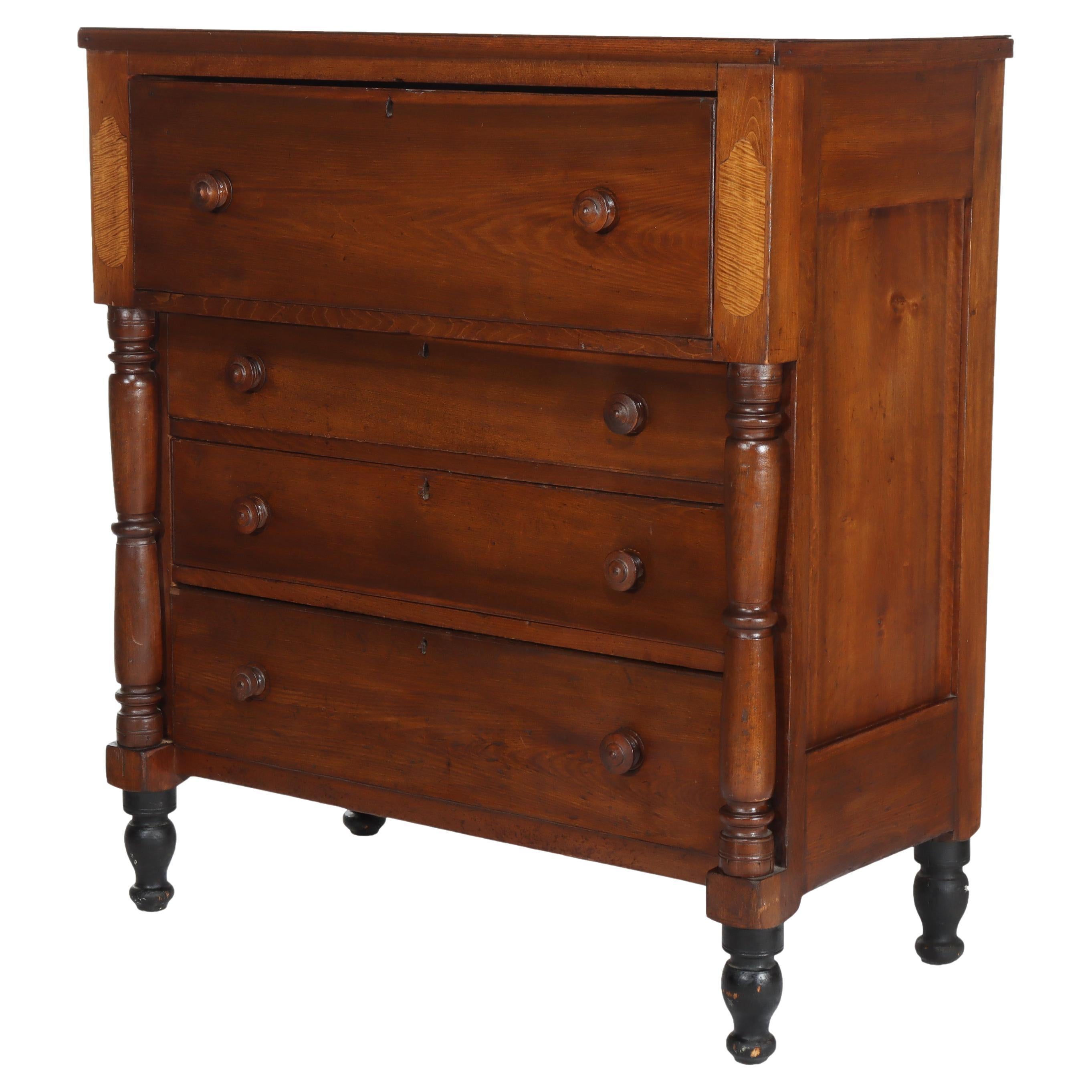 American Empire Cherry & Tiger Maple Gentlemen’s Chest C1840 For Sale