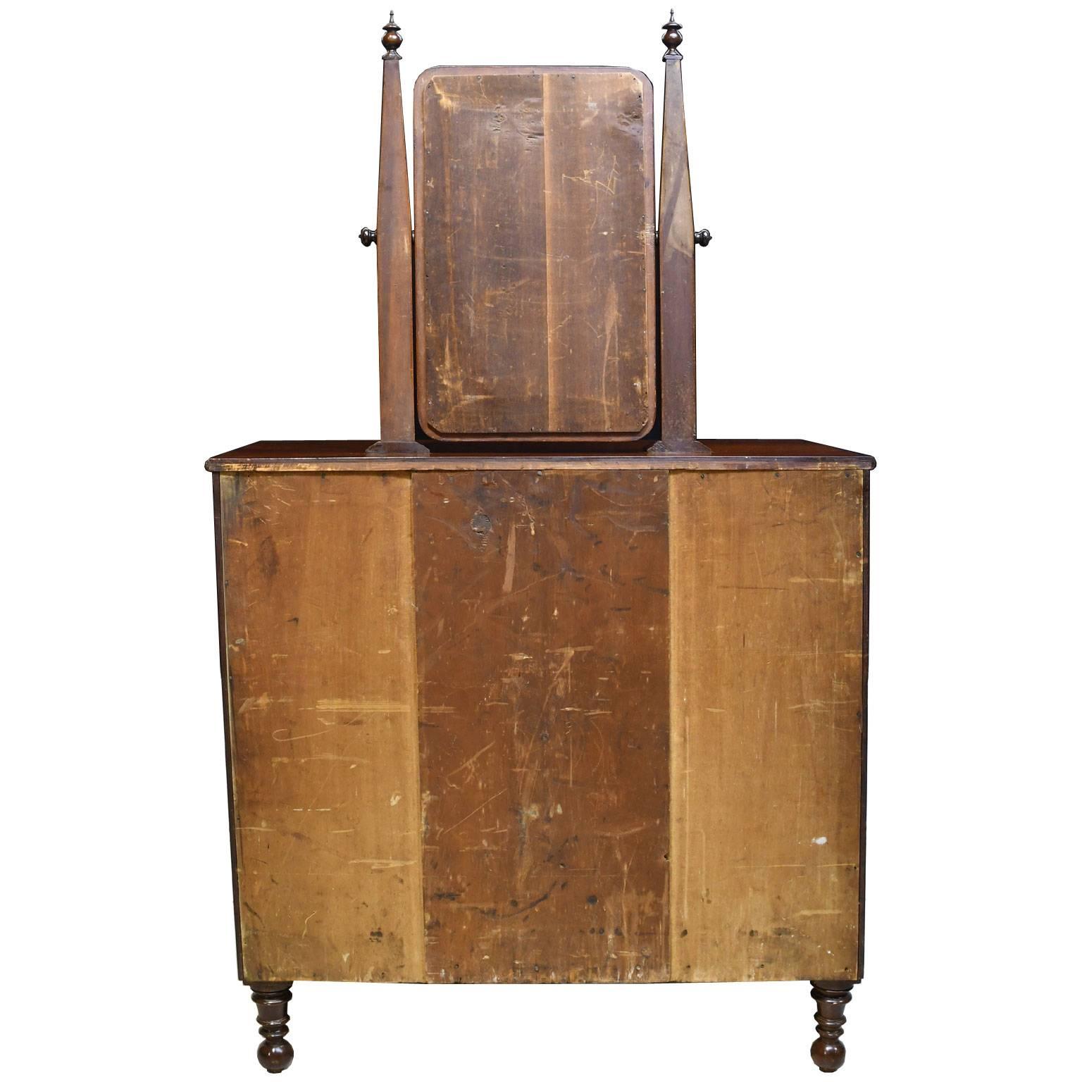 American Empire Chest of Drawers with Mirror in Mahogany, Maine, circa 1830 For Sale 2
