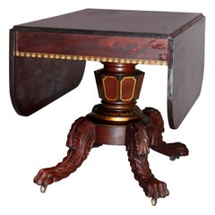 Klassischer amerikanischer Empire-Tisch aus geflammtem Mahagoni und vergoldetem Holz:: nach Art von Meeks