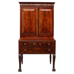 American Empire Classical Flame Mahogany Clawfoot Secretary Desk c1840