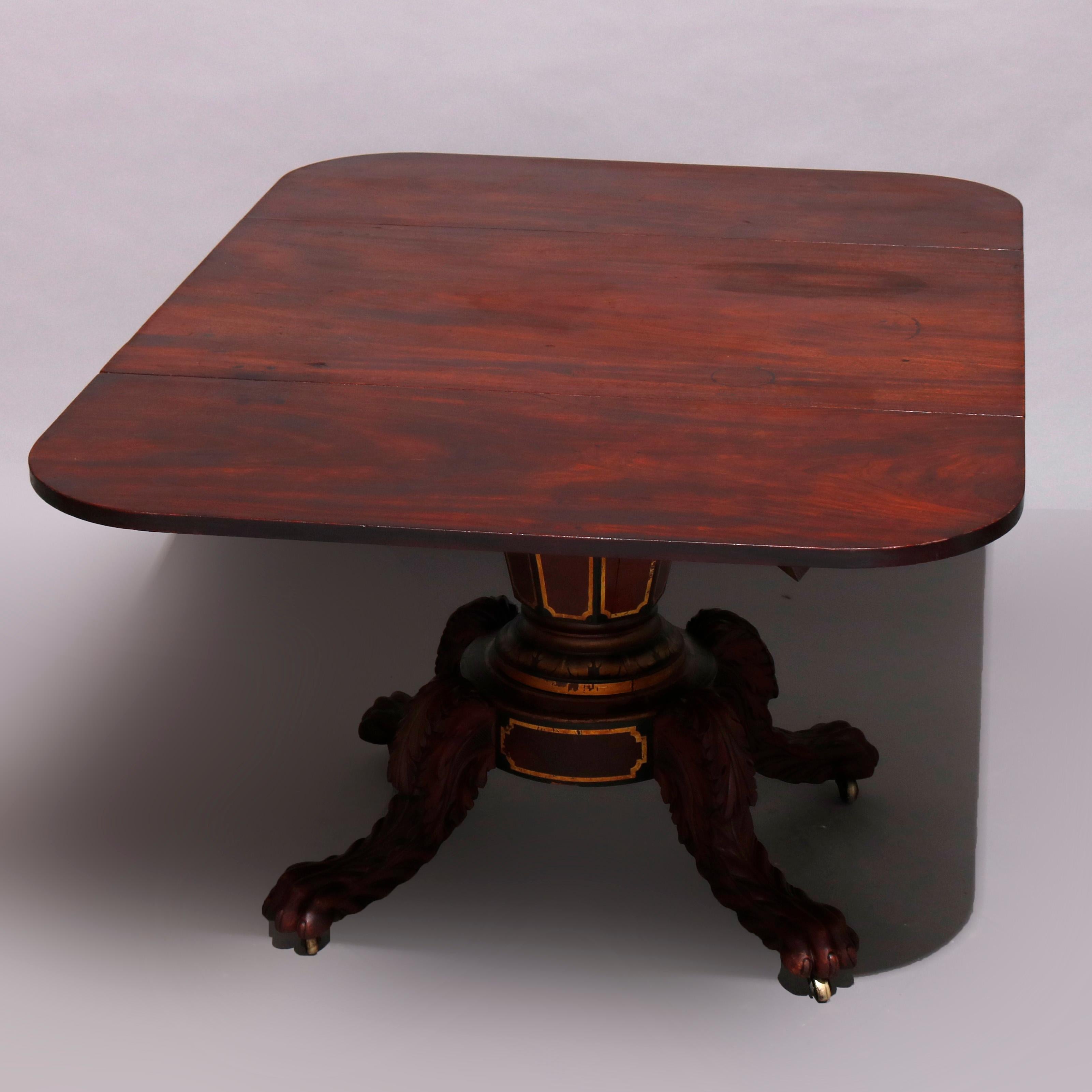 American Empire Classical Flame Mahogany and Gilt Table, Manner of Meeks In Good Condition In Big Flats, NY