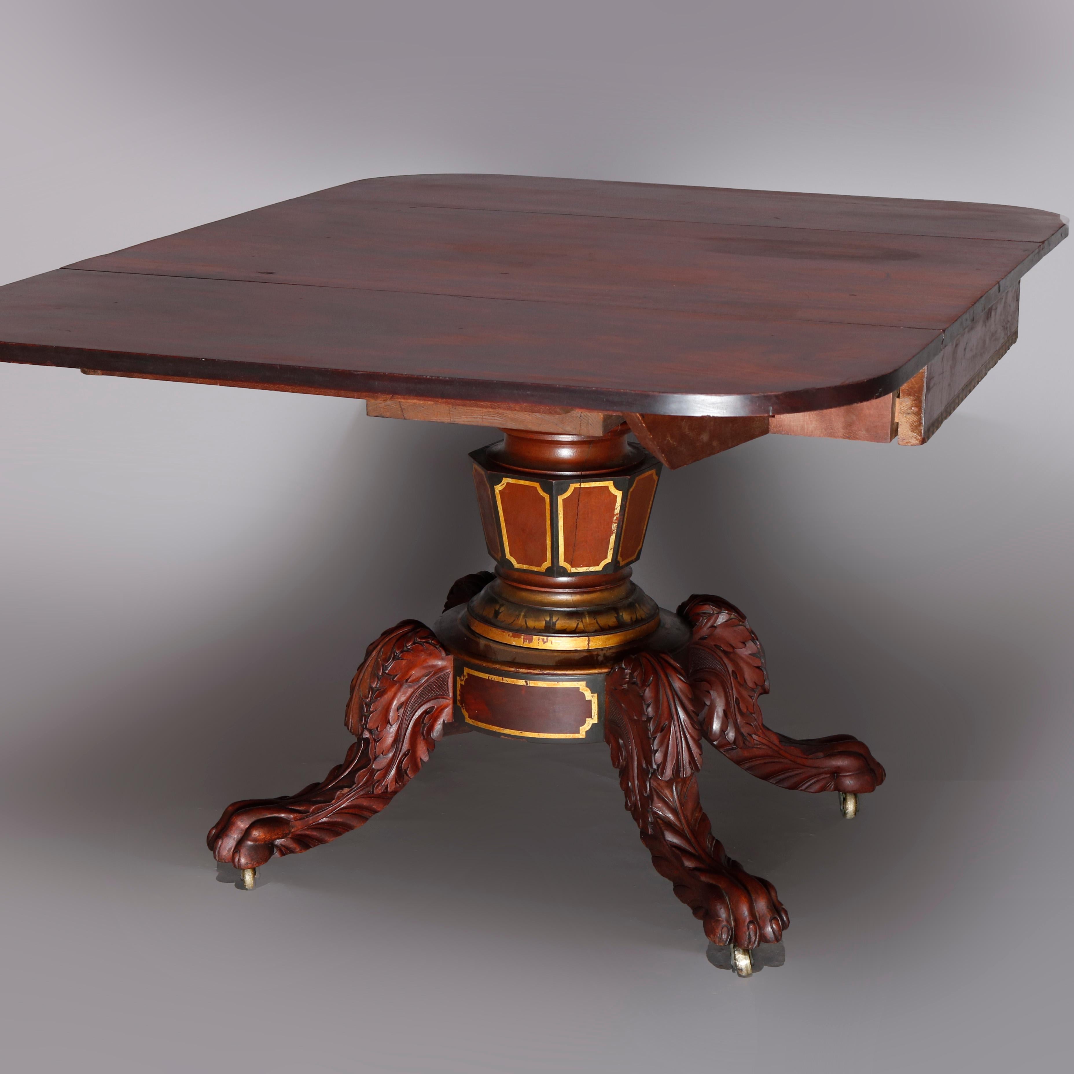 American Empire Classical Flame Mahogany and Gilt Table, Manner of Meeks 1