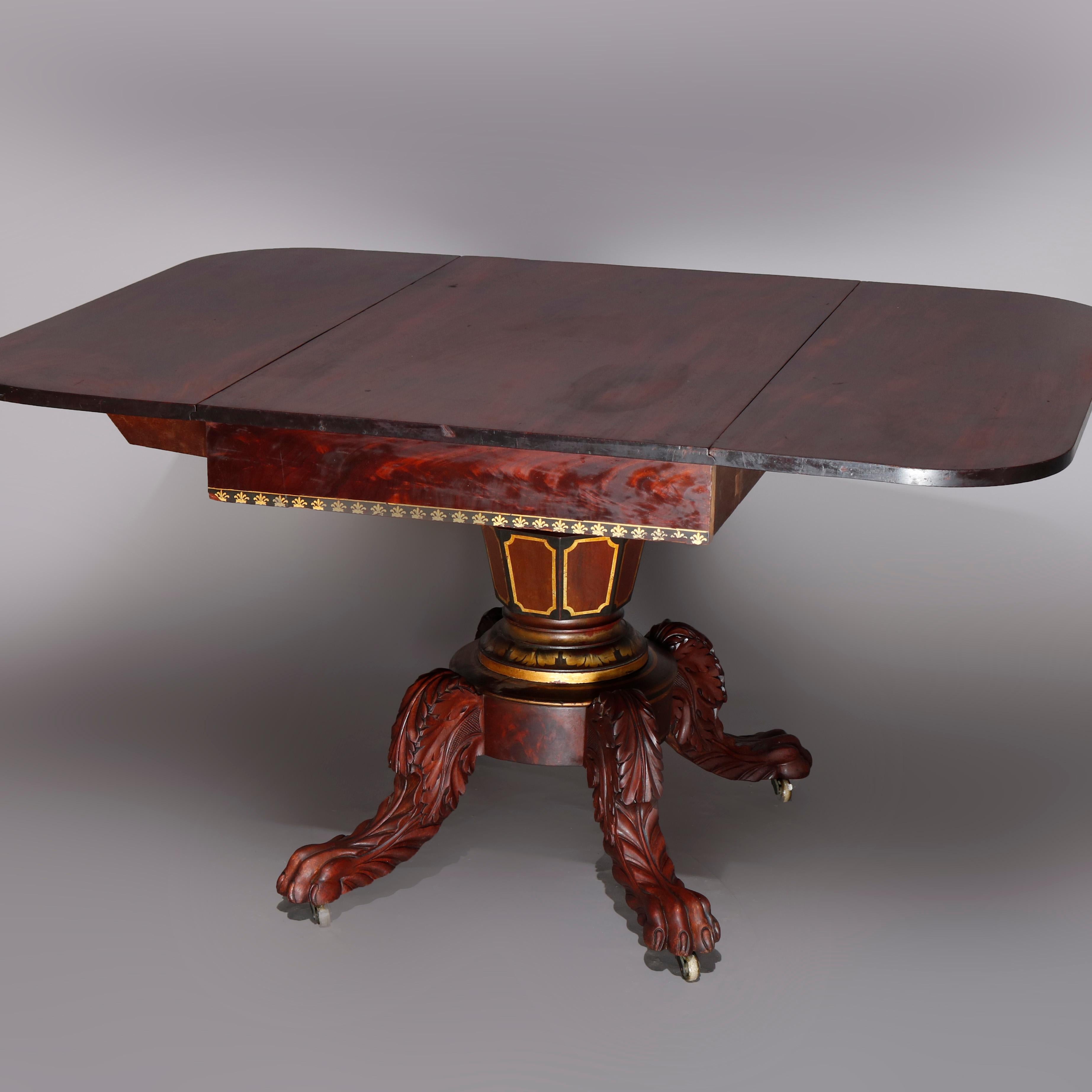American Empire Classical Flame Mahogany and Gilt Table, Manner of Meeks 2