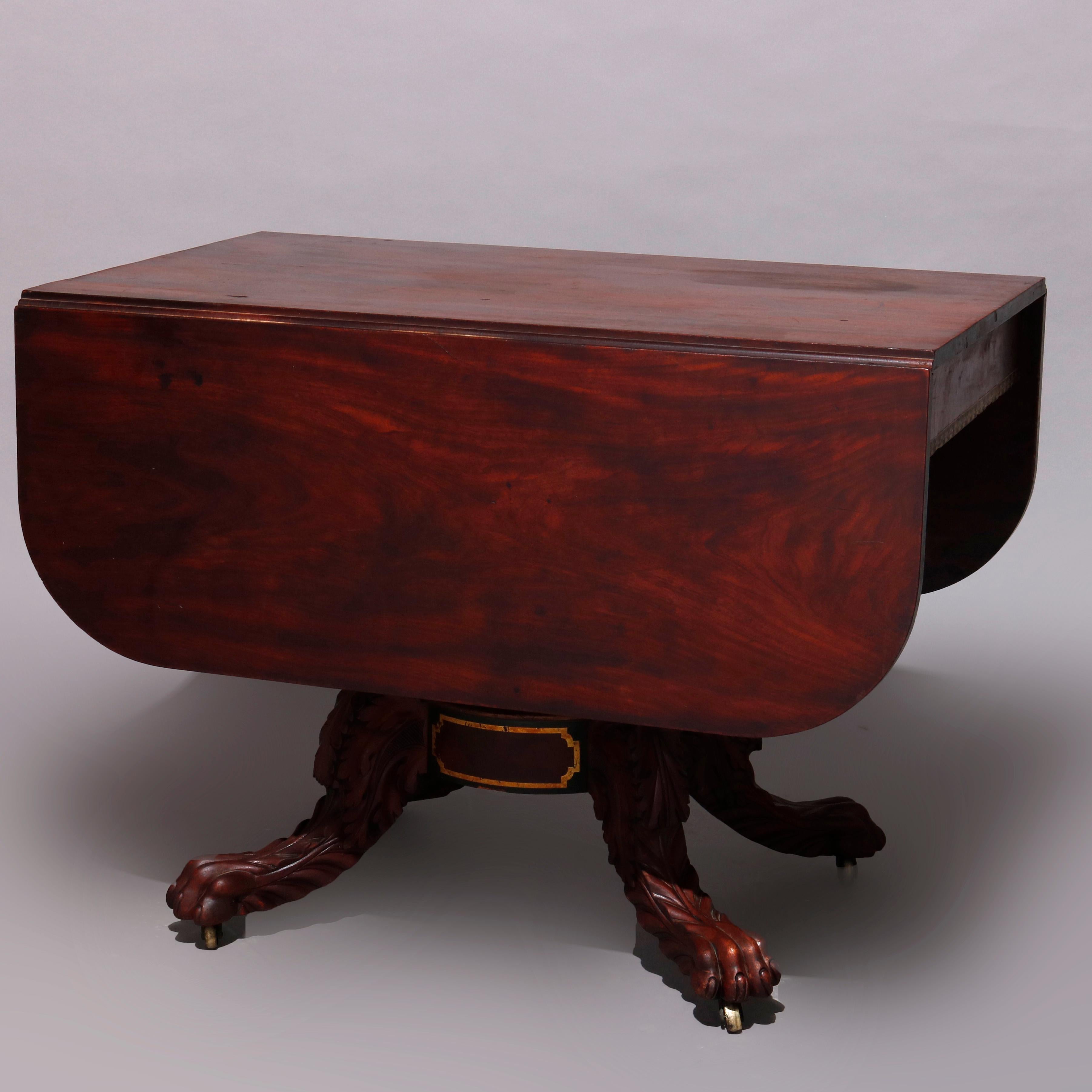 American Empire Classical Flame Mahogany and Gilt Table, Manner of Meeks 4