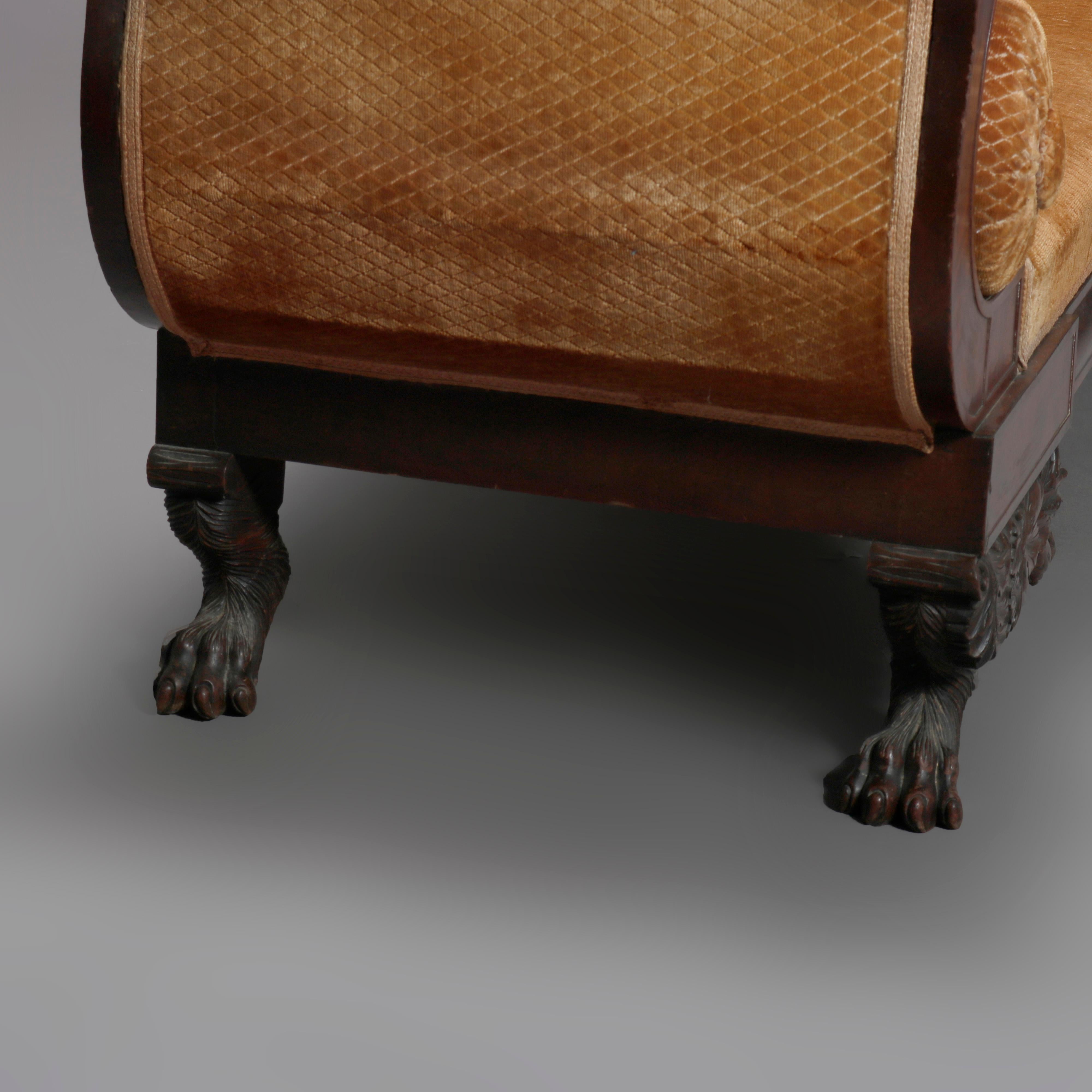 American Empire Classical Greco Mahogany Hairy Paw Foot Sofa C1860 9