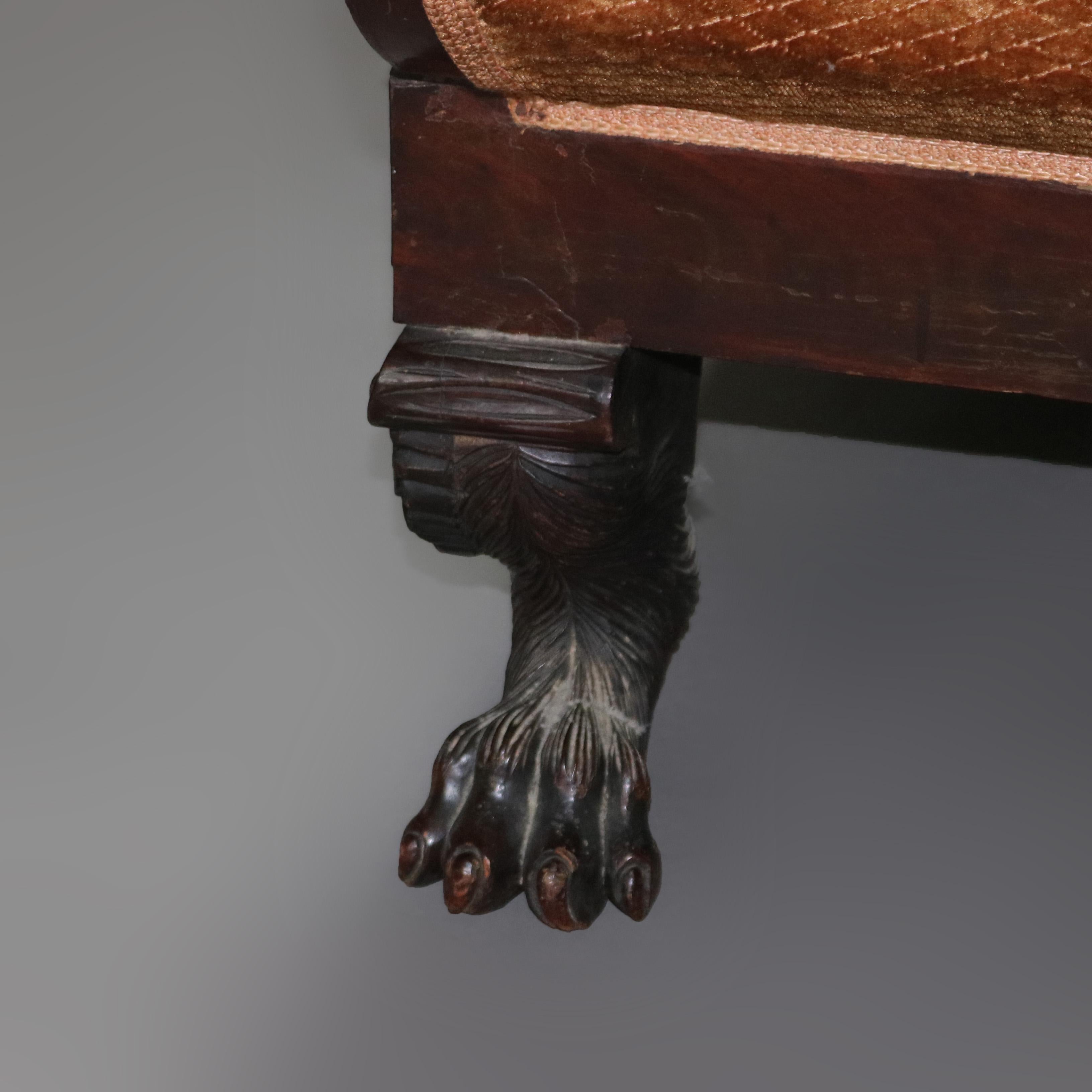 American Empire Classical Greco Mahogany Hairy Paw Foot Sofa C1860 12
