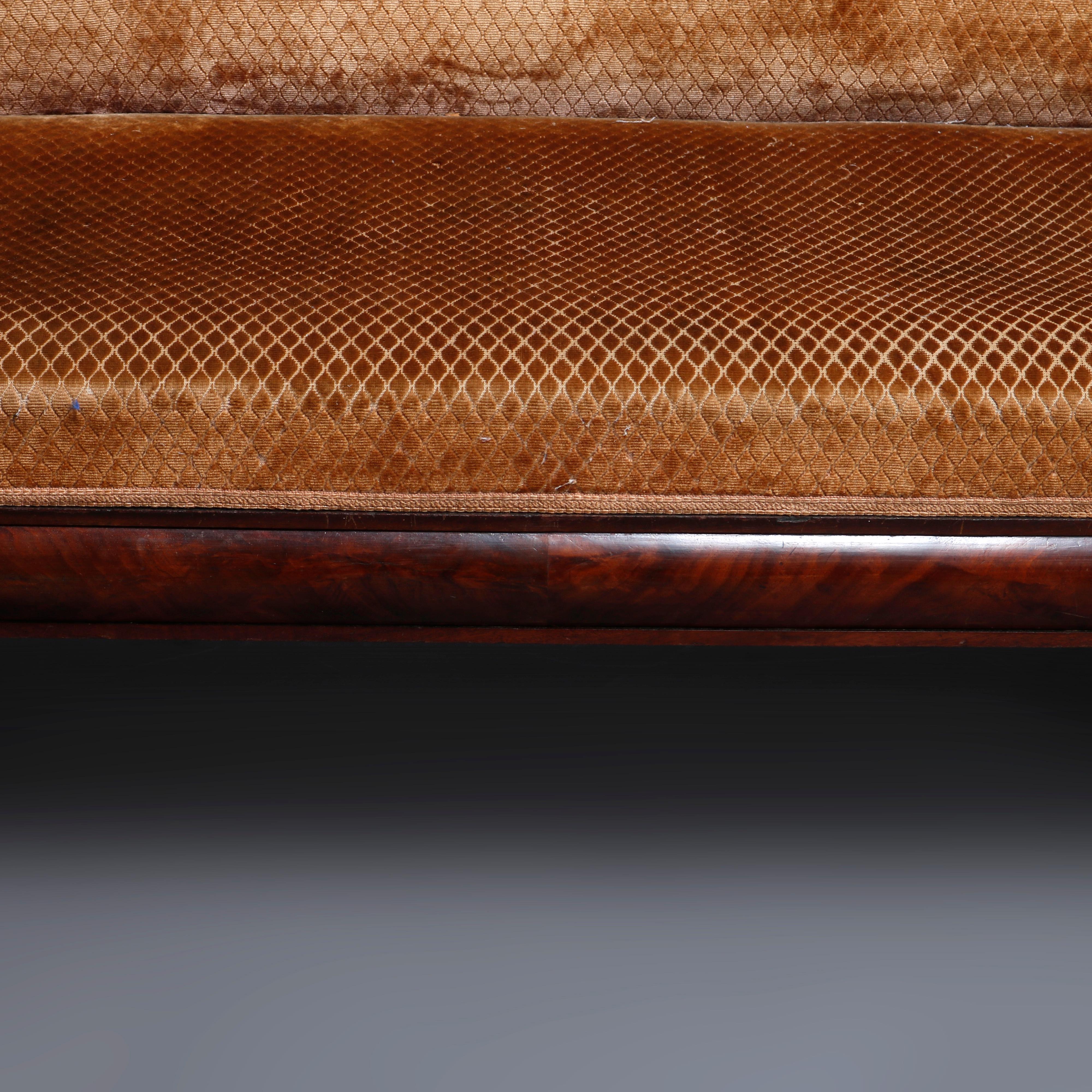 American Empire Classical Greco Mahogany Hairy Paw Foot Sofa C1860 1