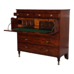 American Empire Classical Mahogany Butlers Chest With Drop-Front Desk c1840