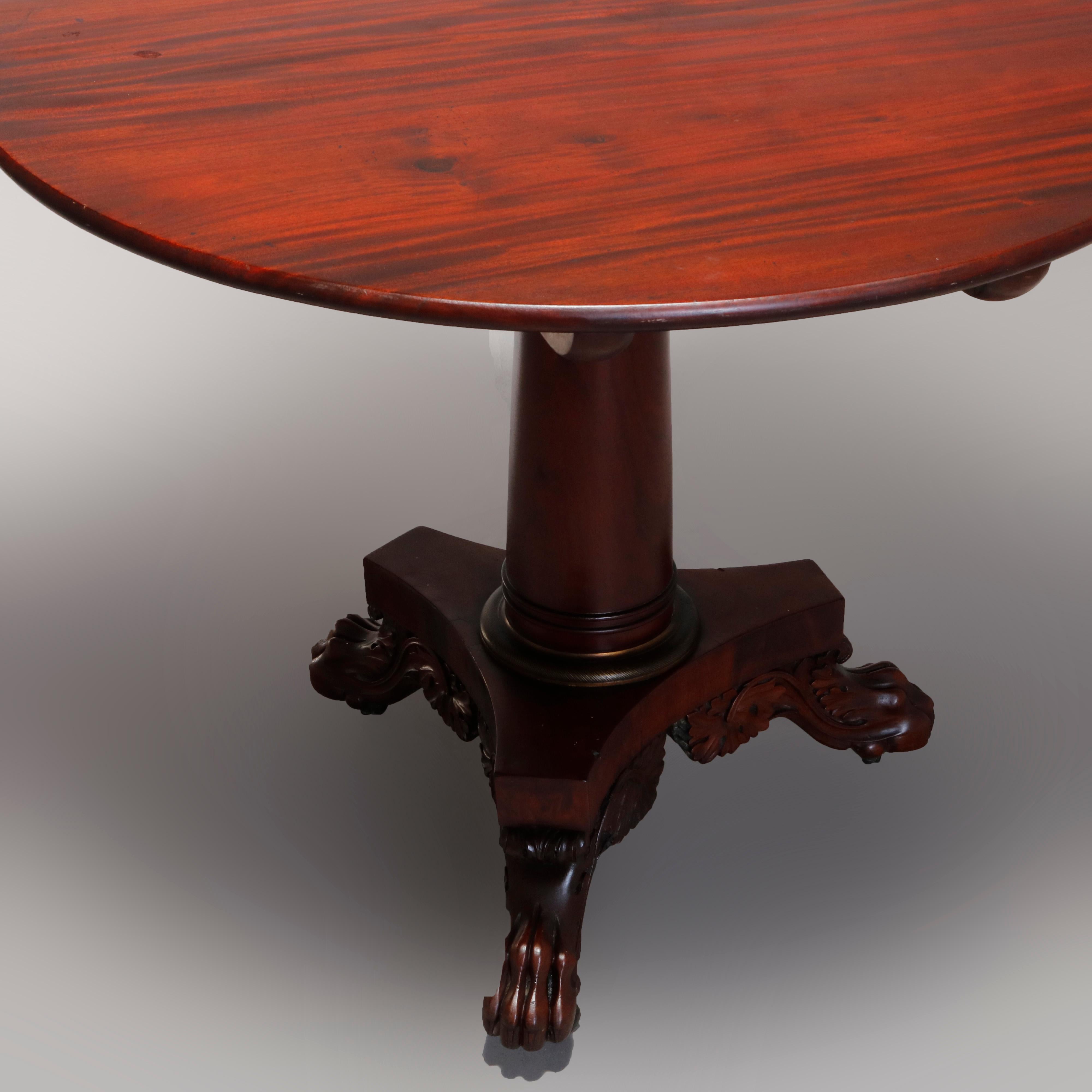 American Empire Classical Quervelle School Flame Mahogany Tilt-Top Table 5