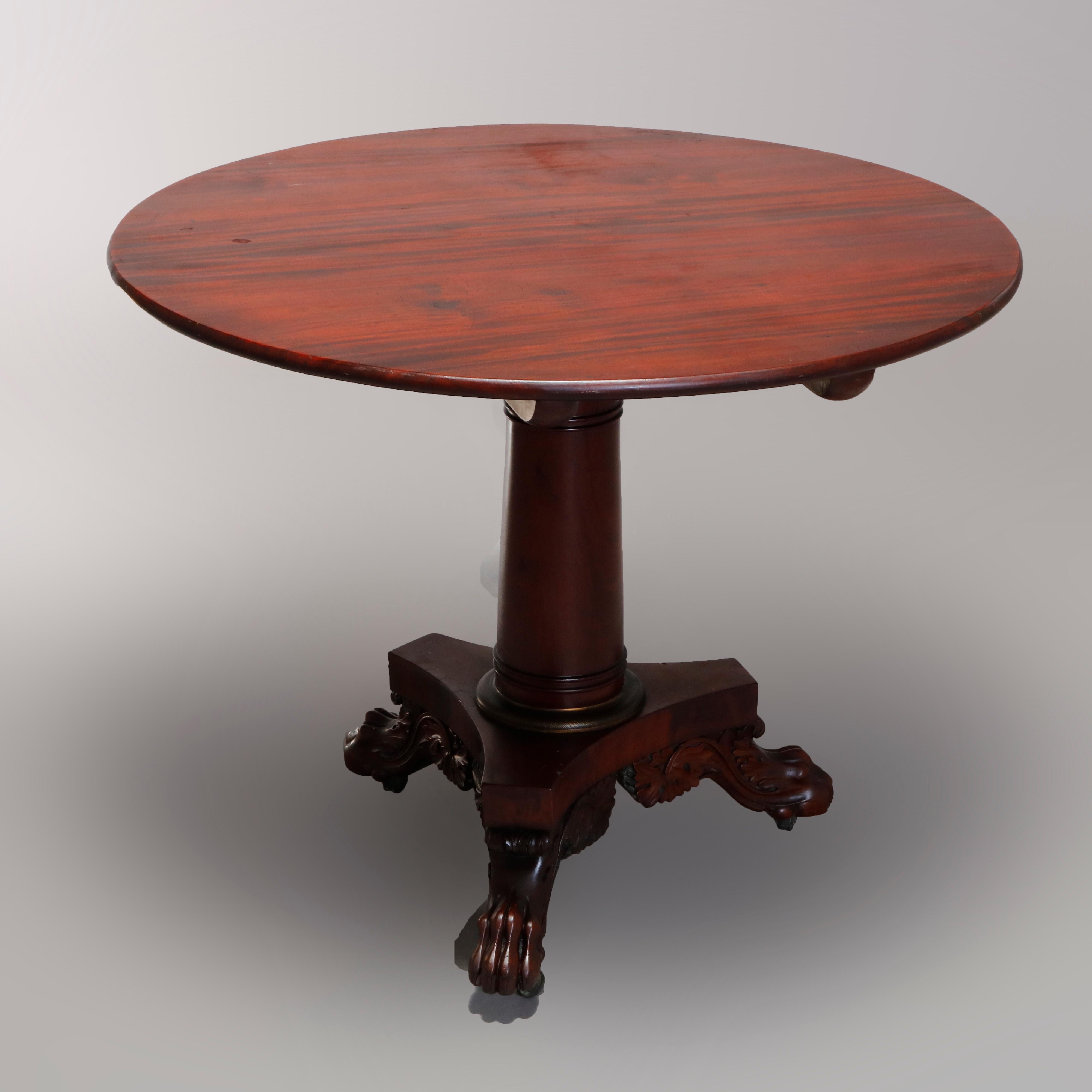 Wood American Empire Classical Quervelle School Flame Mahogany Tilt-Top Table