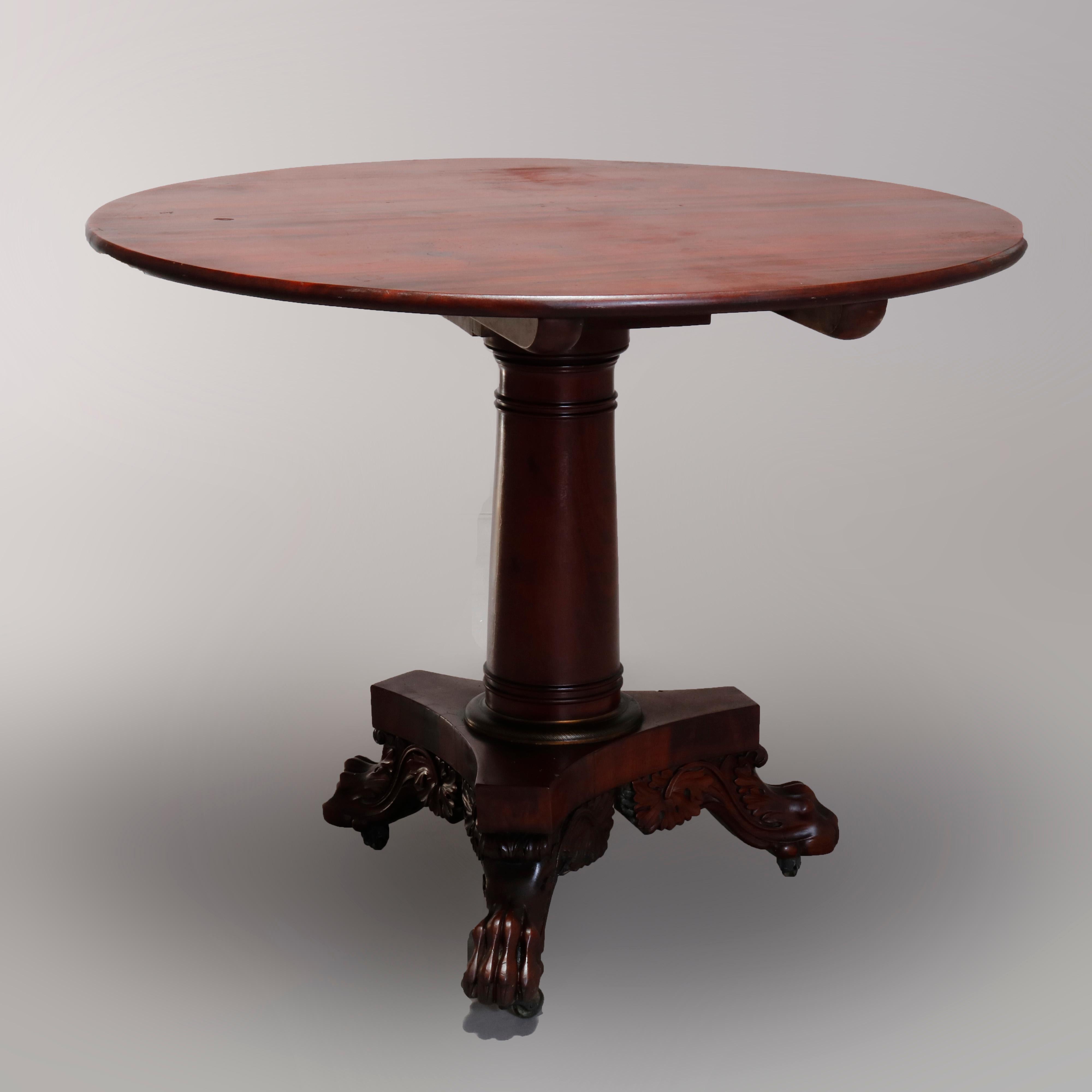 American Empire Classical Quervelle School Flame Mahogany Tilt-Top Table 1