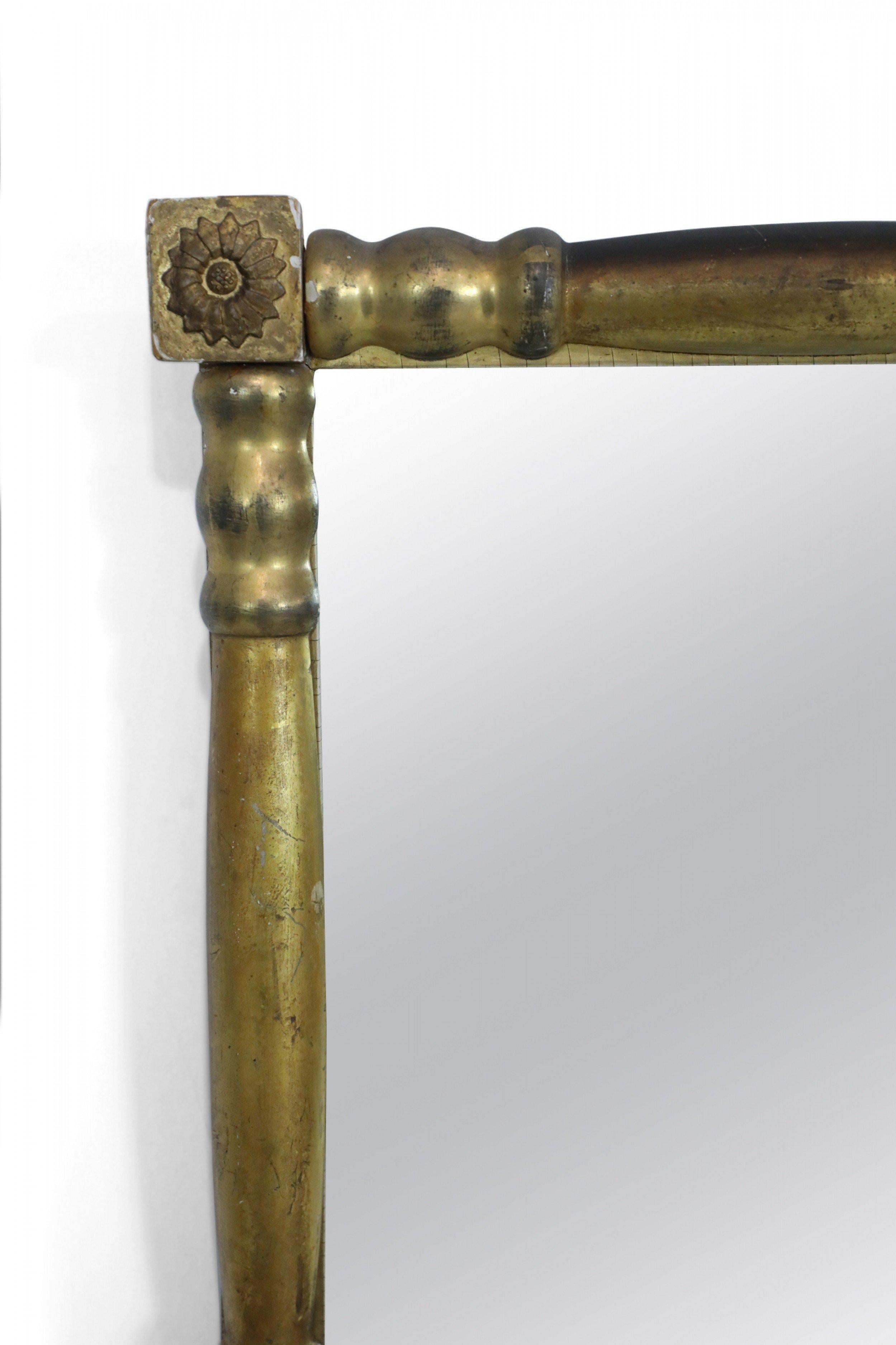19th Century American Empire Column Form 3 Section Giltwood Overmantel Wall Mirror For Sale