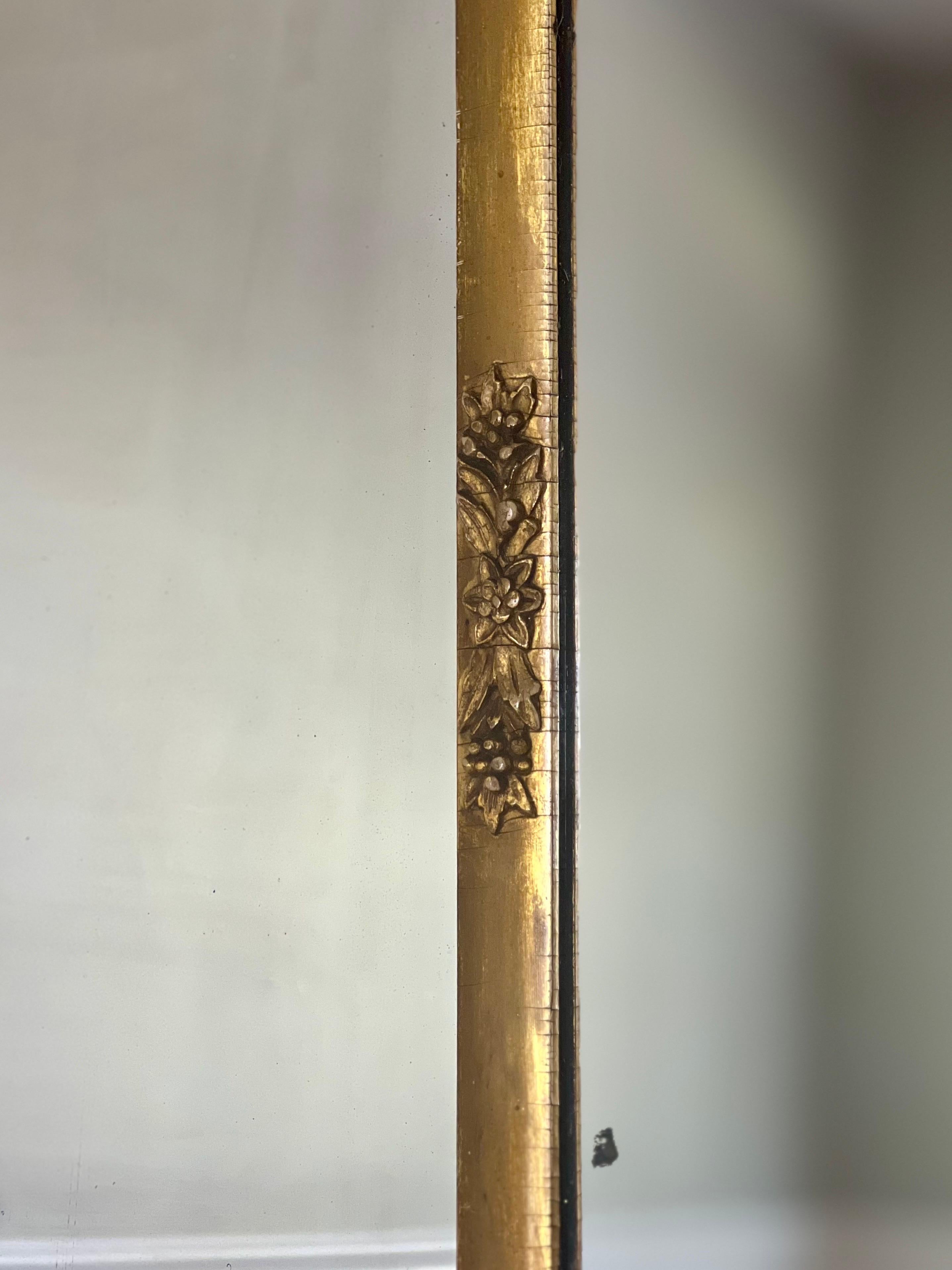 19th C. American Empire Column Form Giltwood Over Mantle Triptych Wall Mirror 3