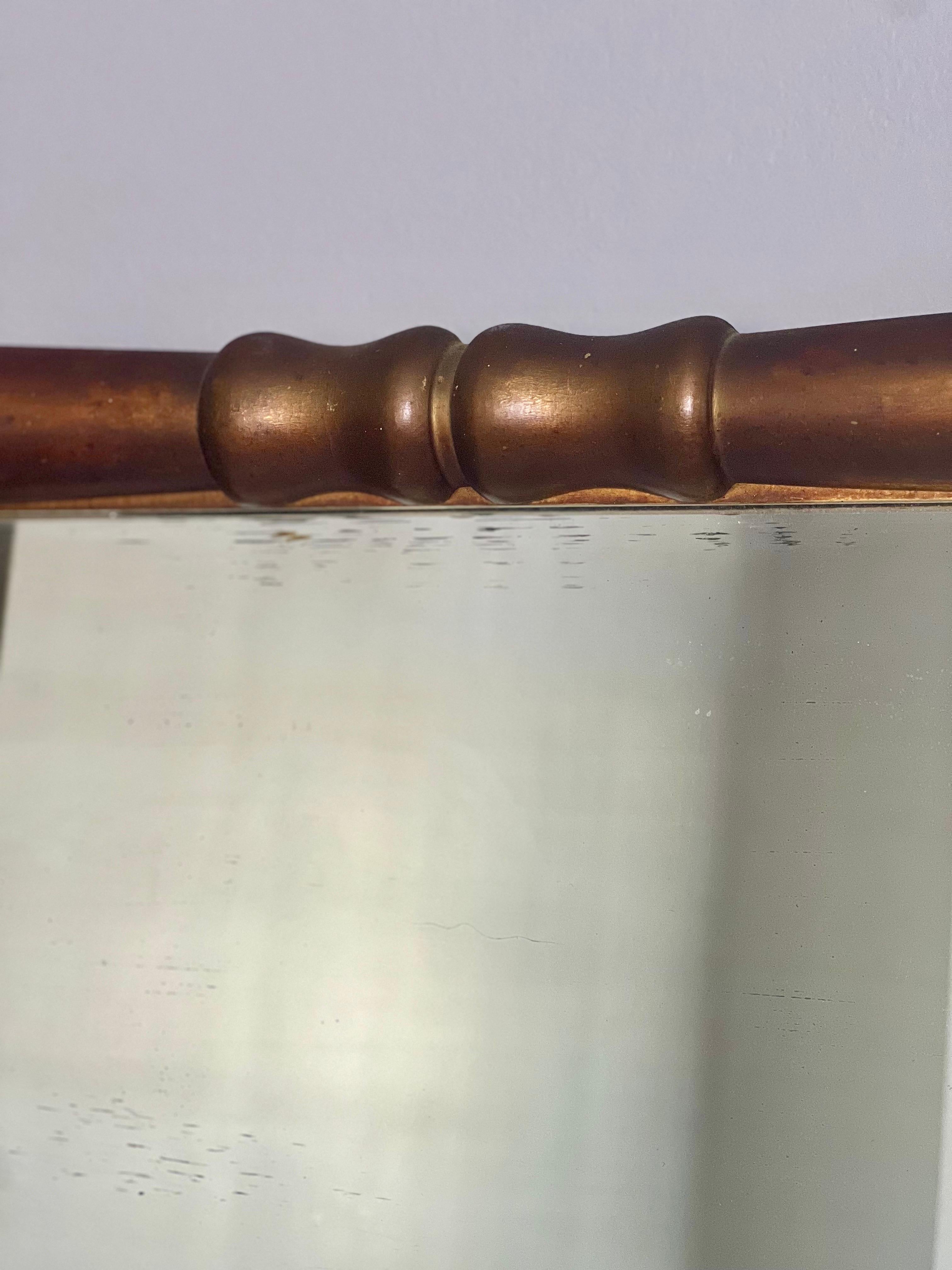 19th C. American Empire Column Form Giltwood Over Mantle Triptych Wall Mirror 4