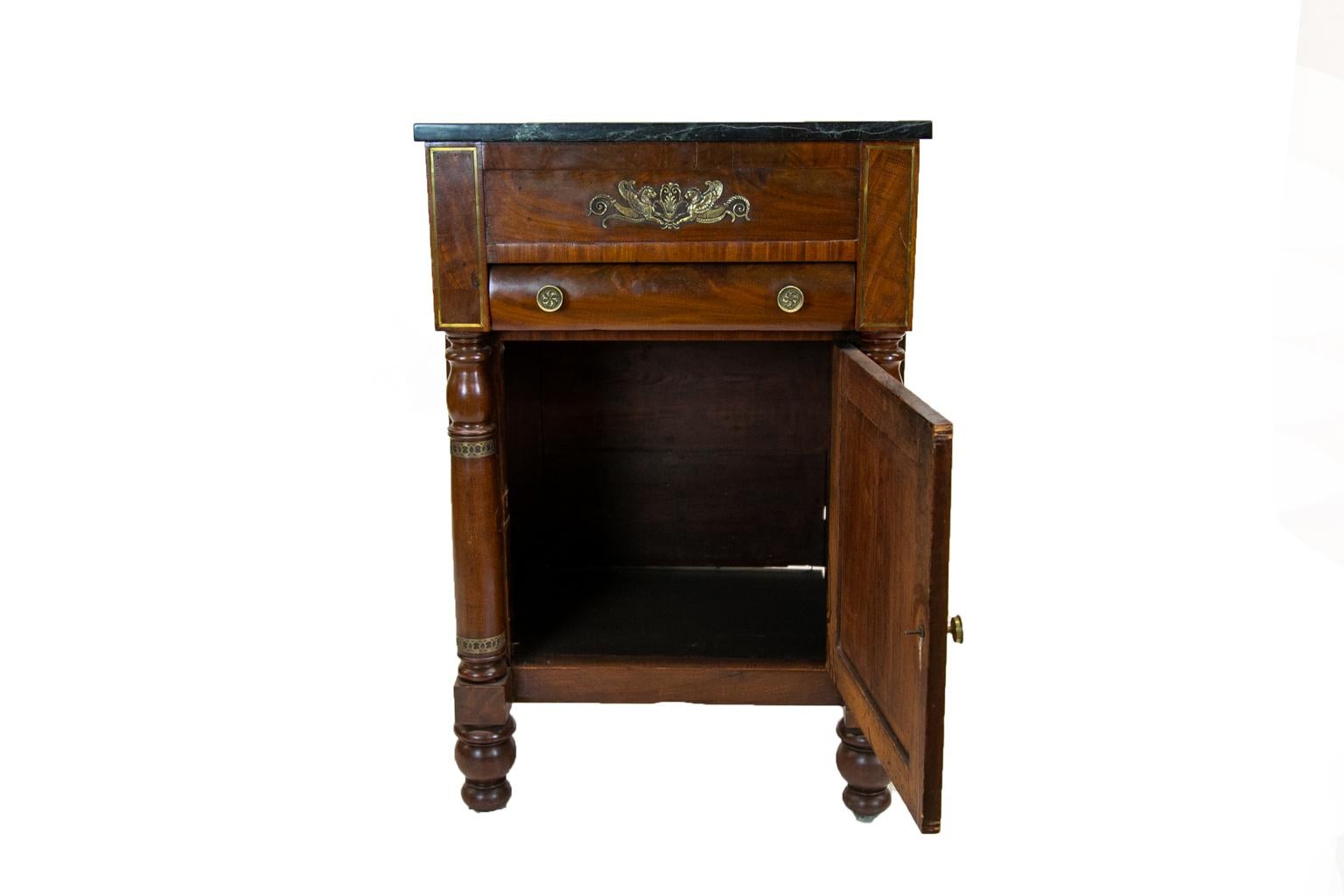 Brass American Empire Console Cabinet For Sale