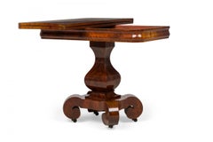 American Empire Expanding Rectangular Wood Side Table with Mahogany Veneer
